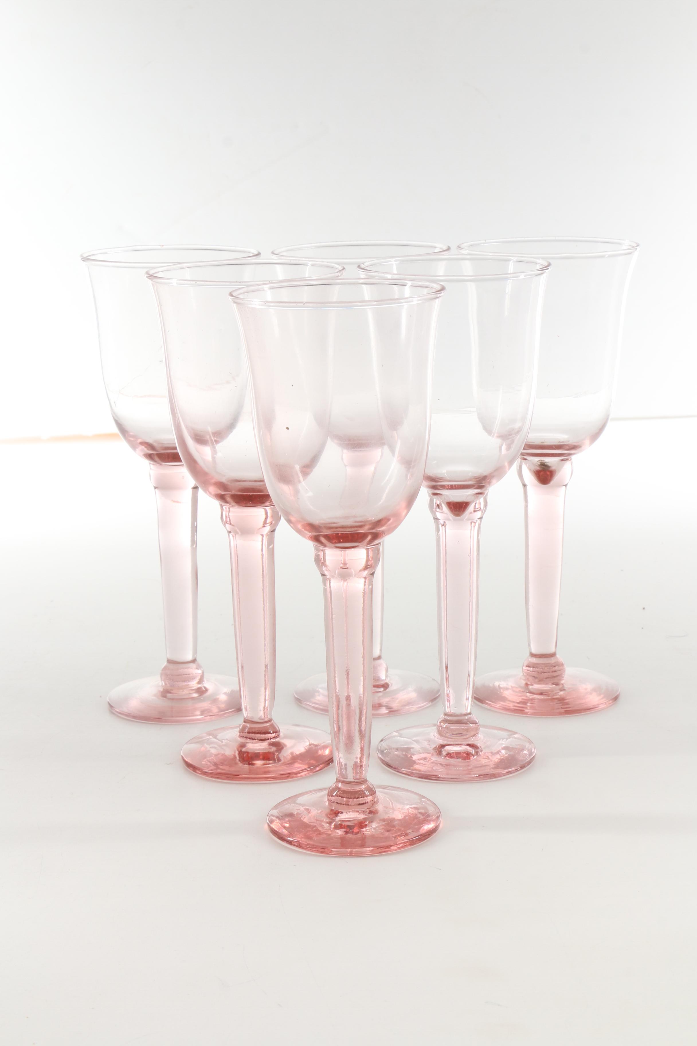 Pink Depression Glass Stemware and Serveware