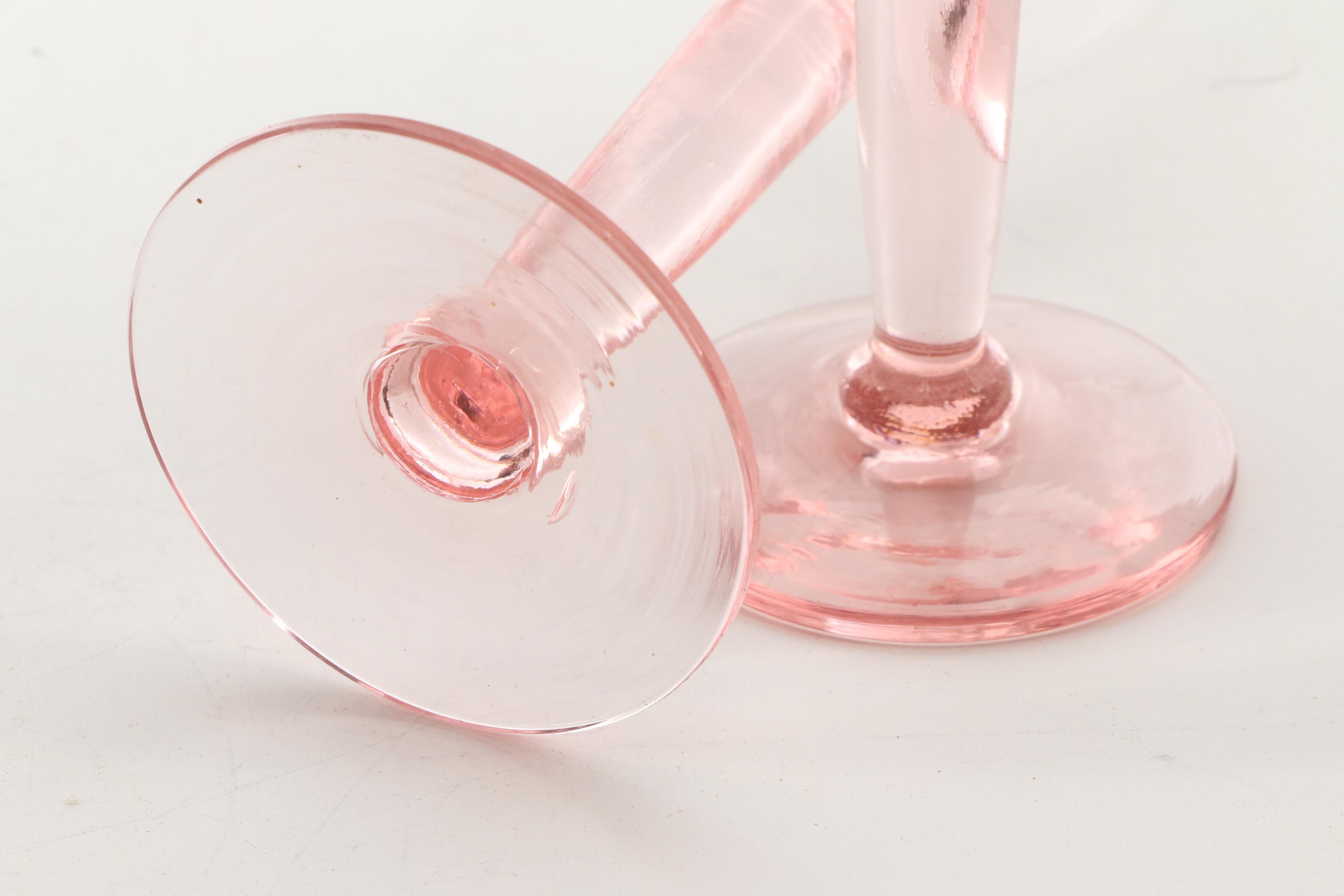Pink Depression Glass Stemware and Serveware
