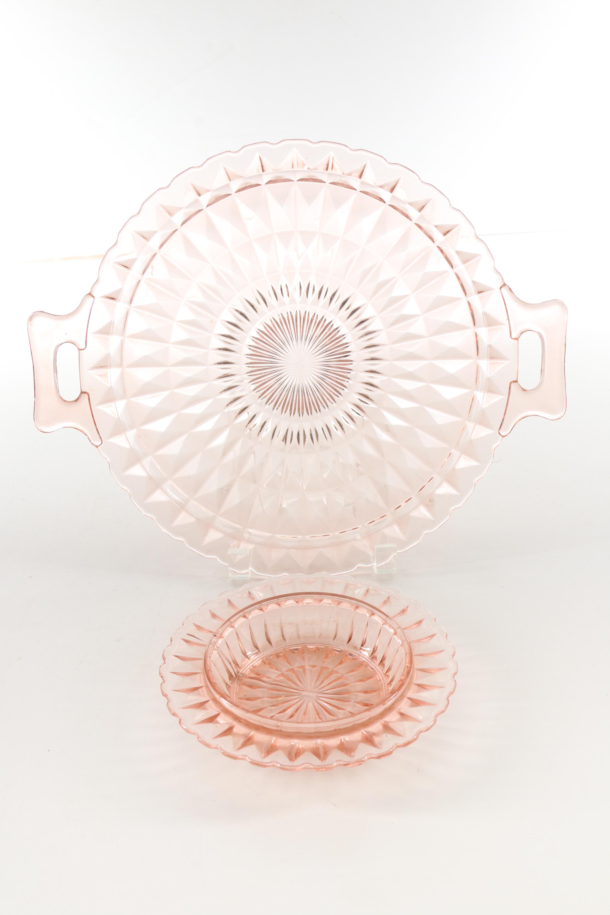 Pink Depression Glass Stemware and Serveware