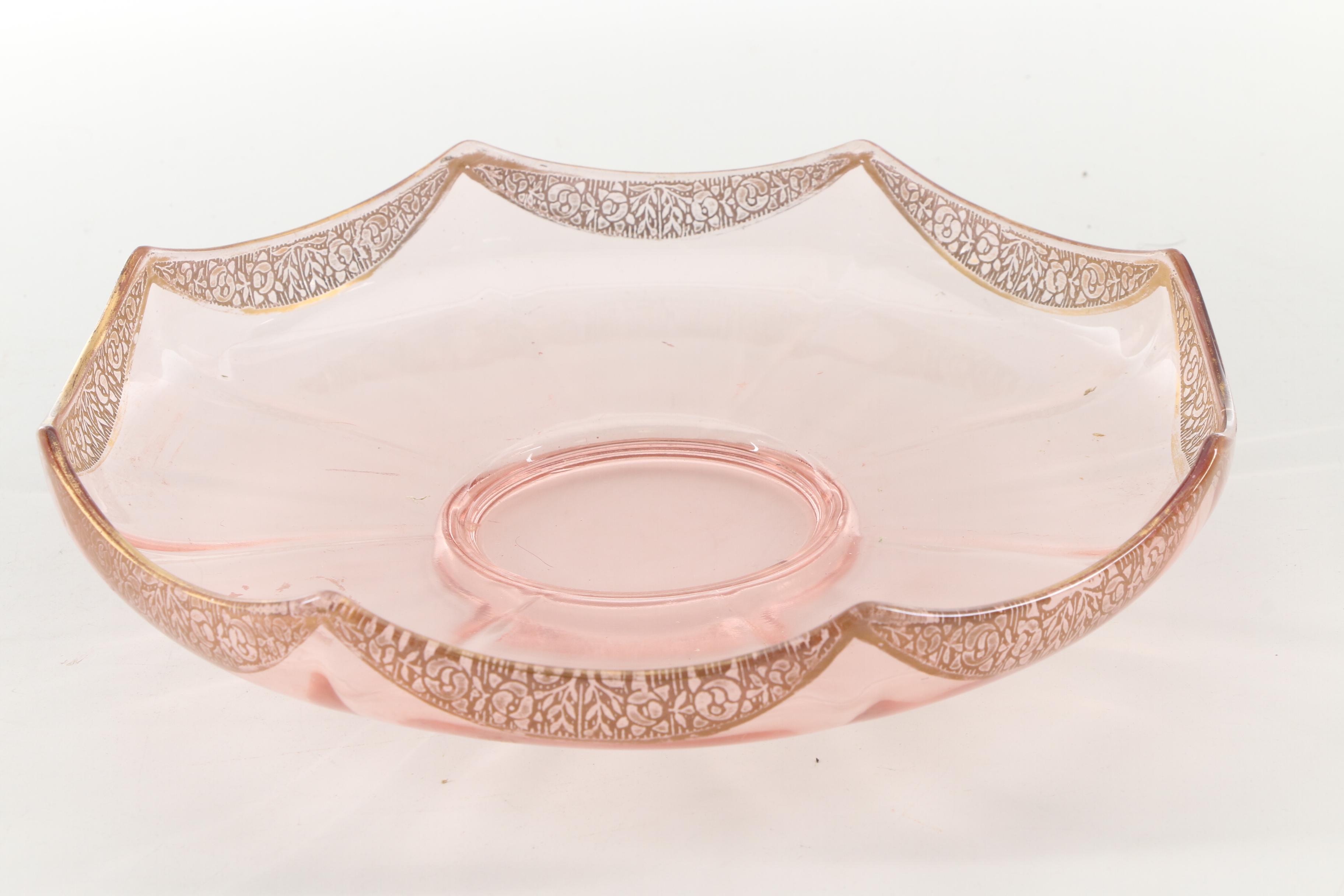 Pink Depression Glass Stemware and Serveware