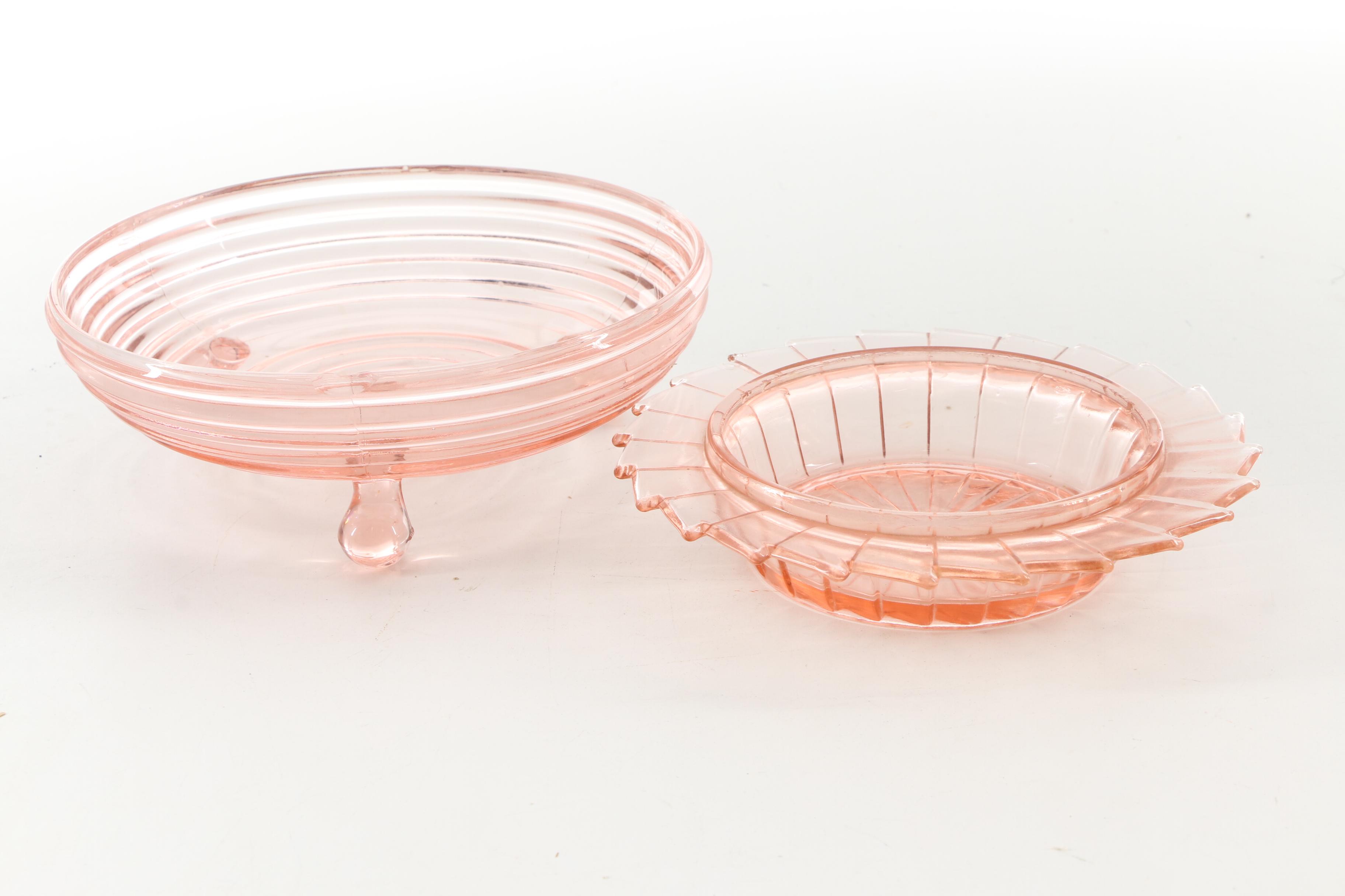 Pink Depression Glass Stemware and Serveware