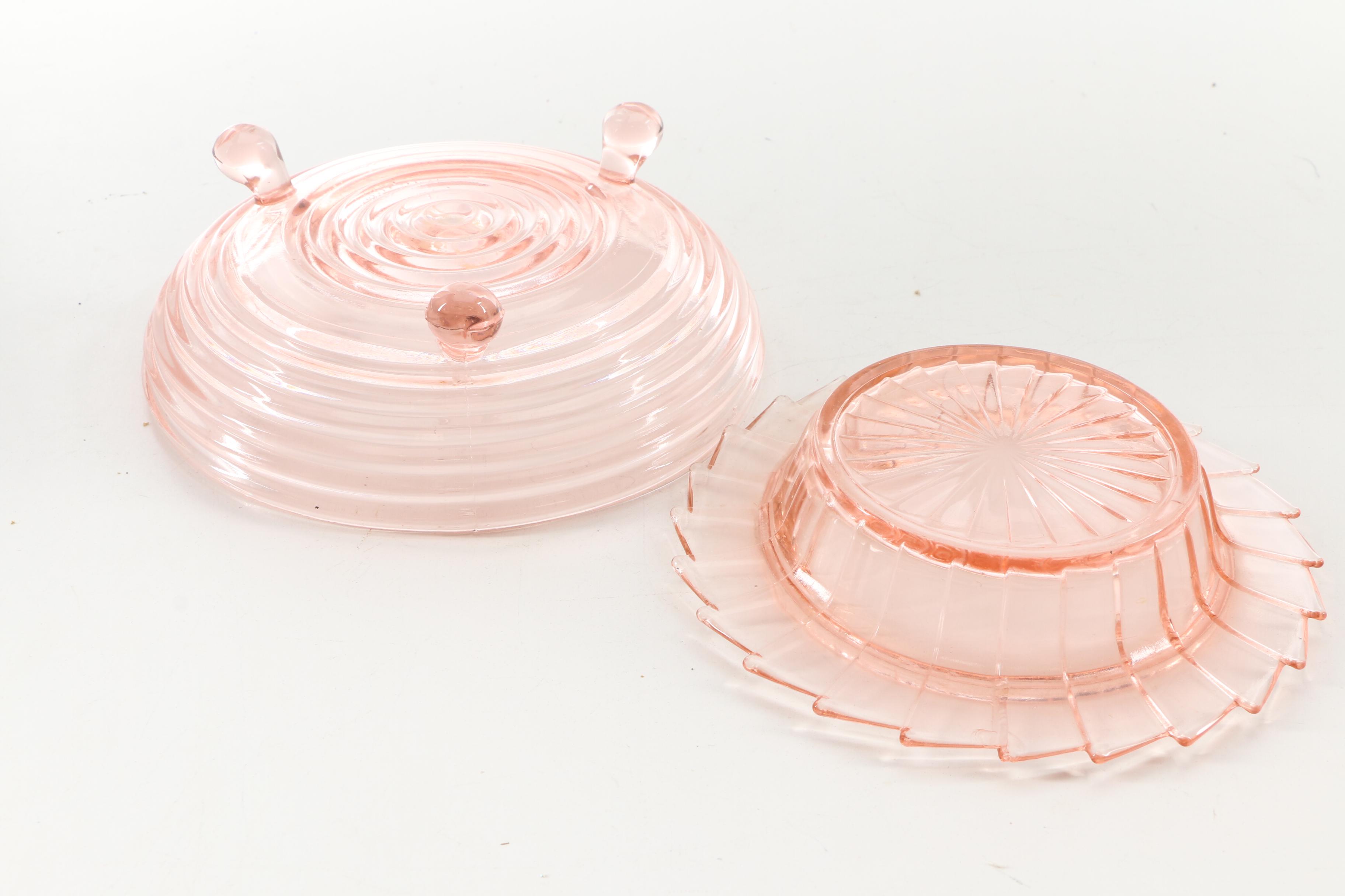 Pink Depression Glass Stemware and Serveware