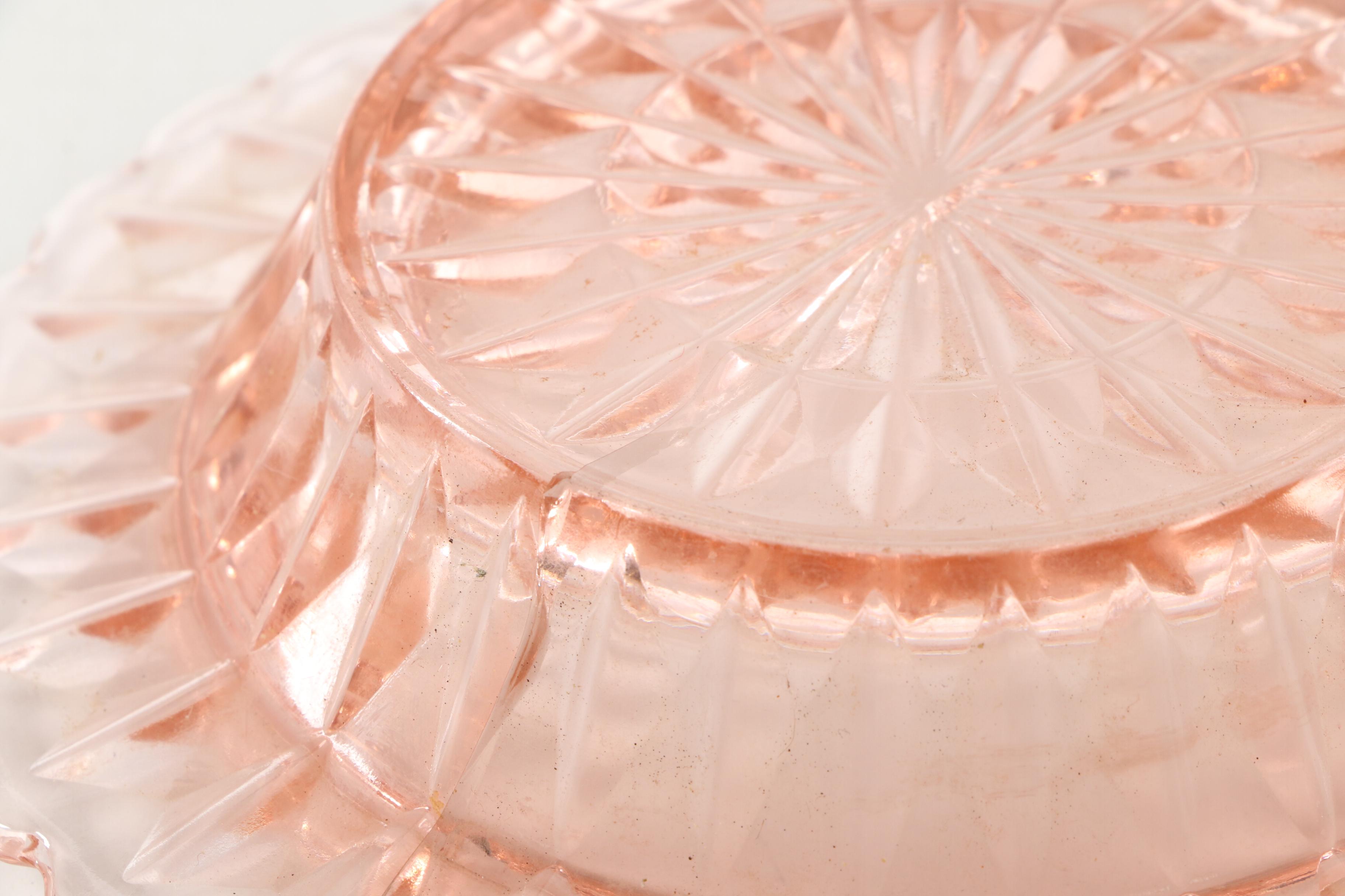 Pink Depression Glass Stemware and Serveware