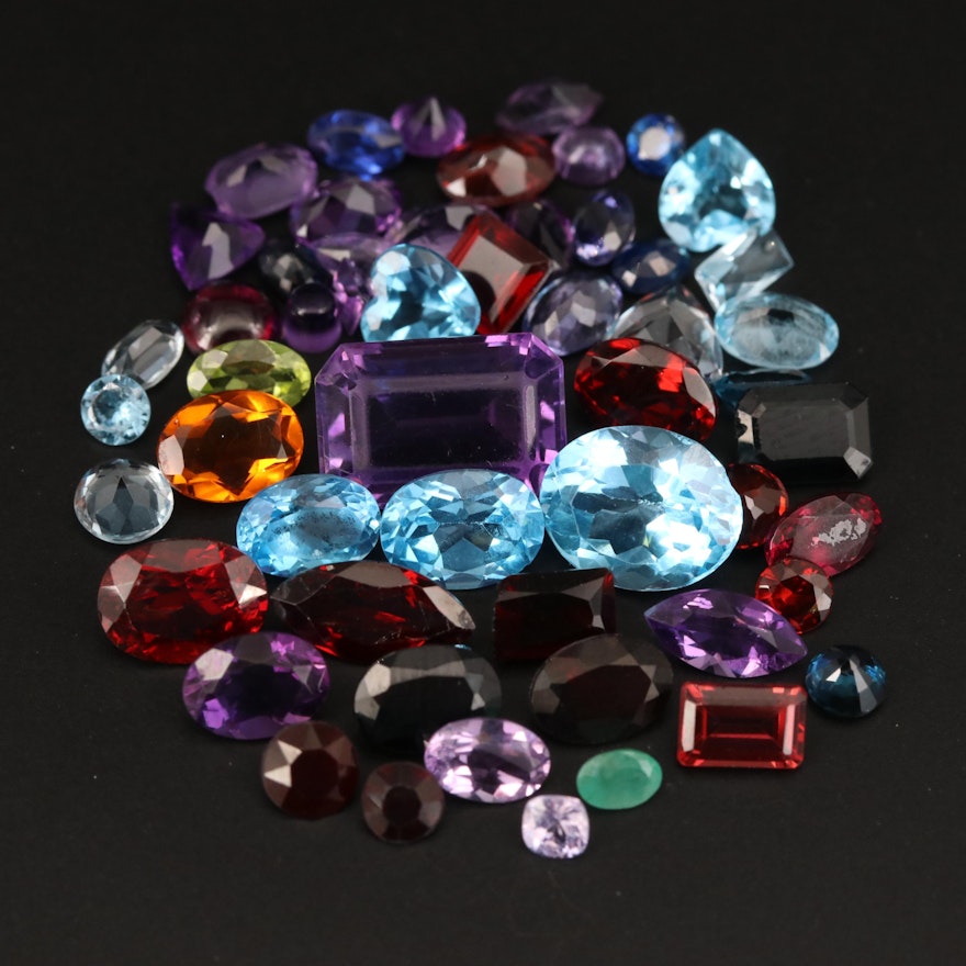 Loose 34.21 CTW Garnet, Topaz, Amethyst and Additional Gemstones