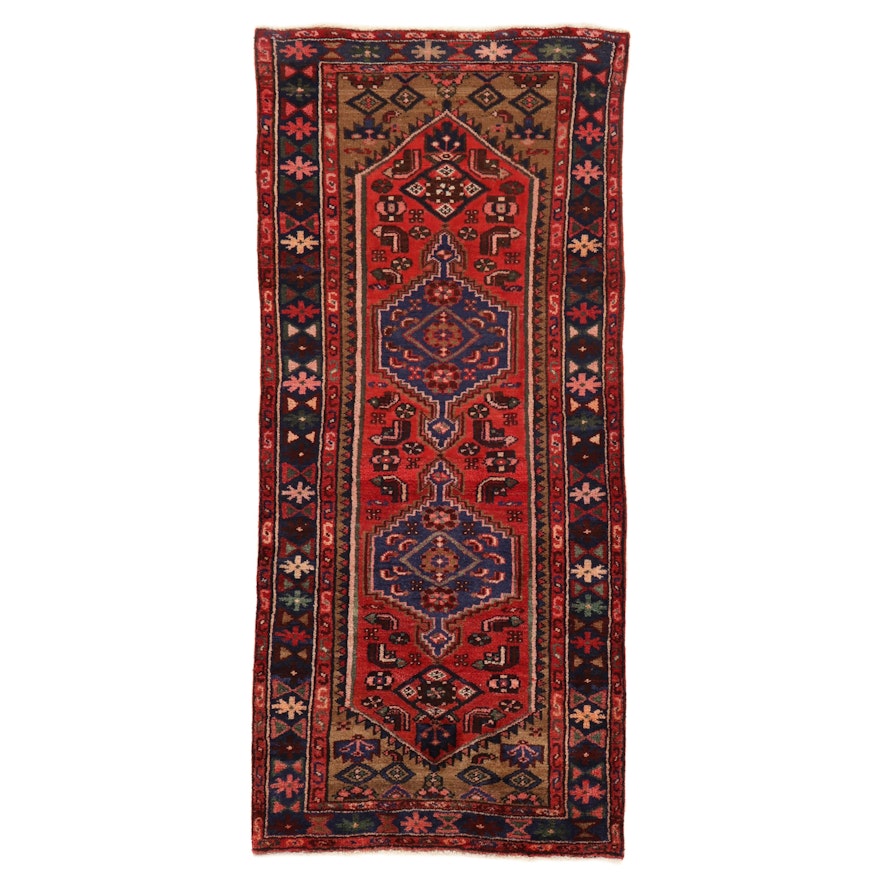 3' x 6'10 Hand-Knotted Persian Zanjan Rug, 1930s