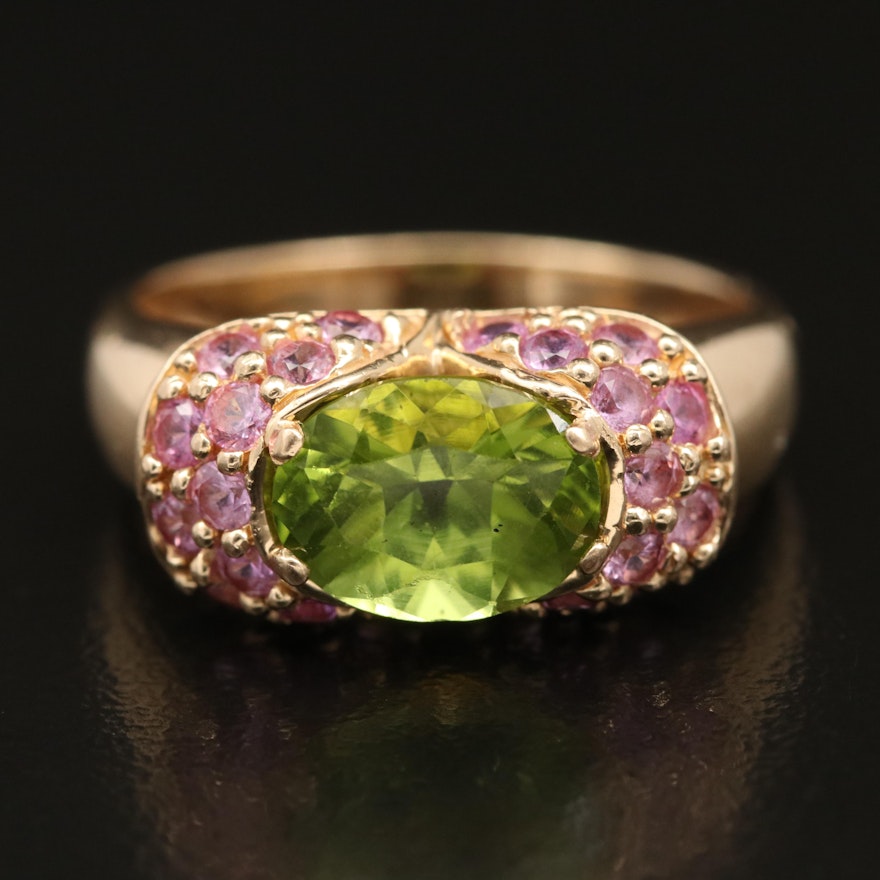 14K Peridot and Sapphire Ring