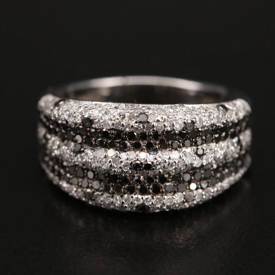 Sterling 1.00 CTW Diamond Multi-Row Ring