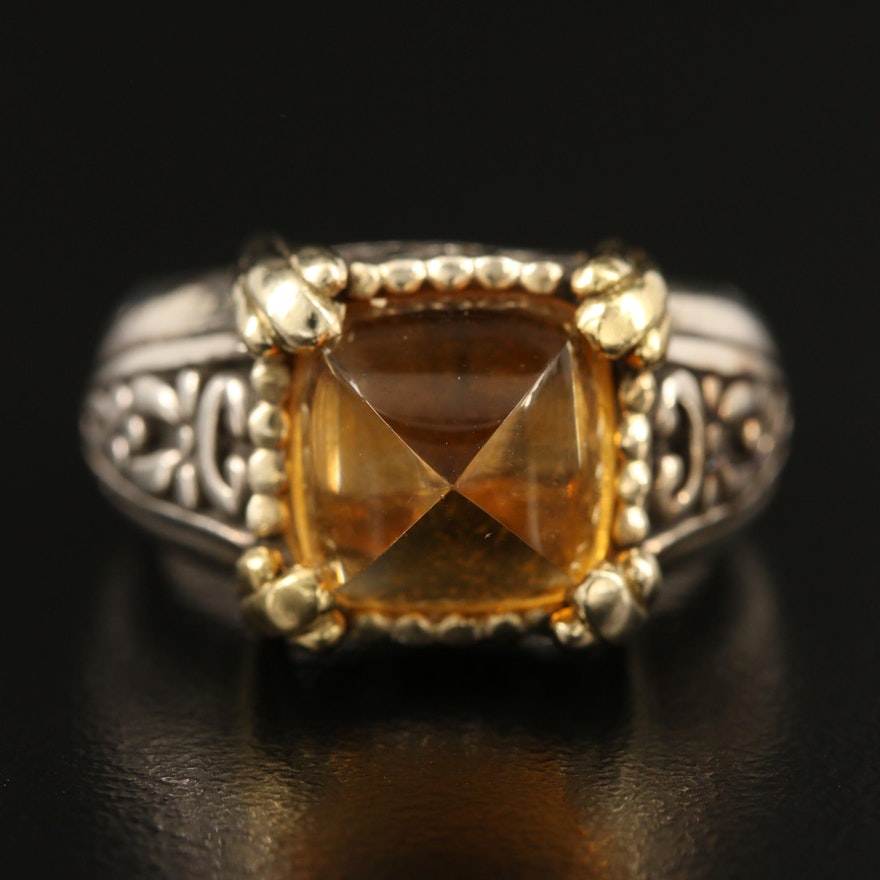 John Hardy 18K and Sterling Citrine Ring