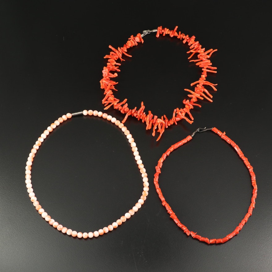 Beaded and Branch Coral Necklaces