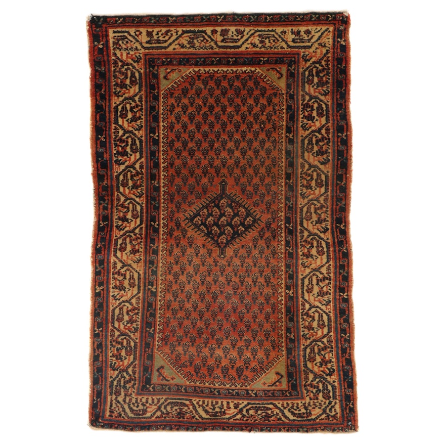 2'6 x 3'11 Hand-Knotted Persian Malayer Rug, 1920s