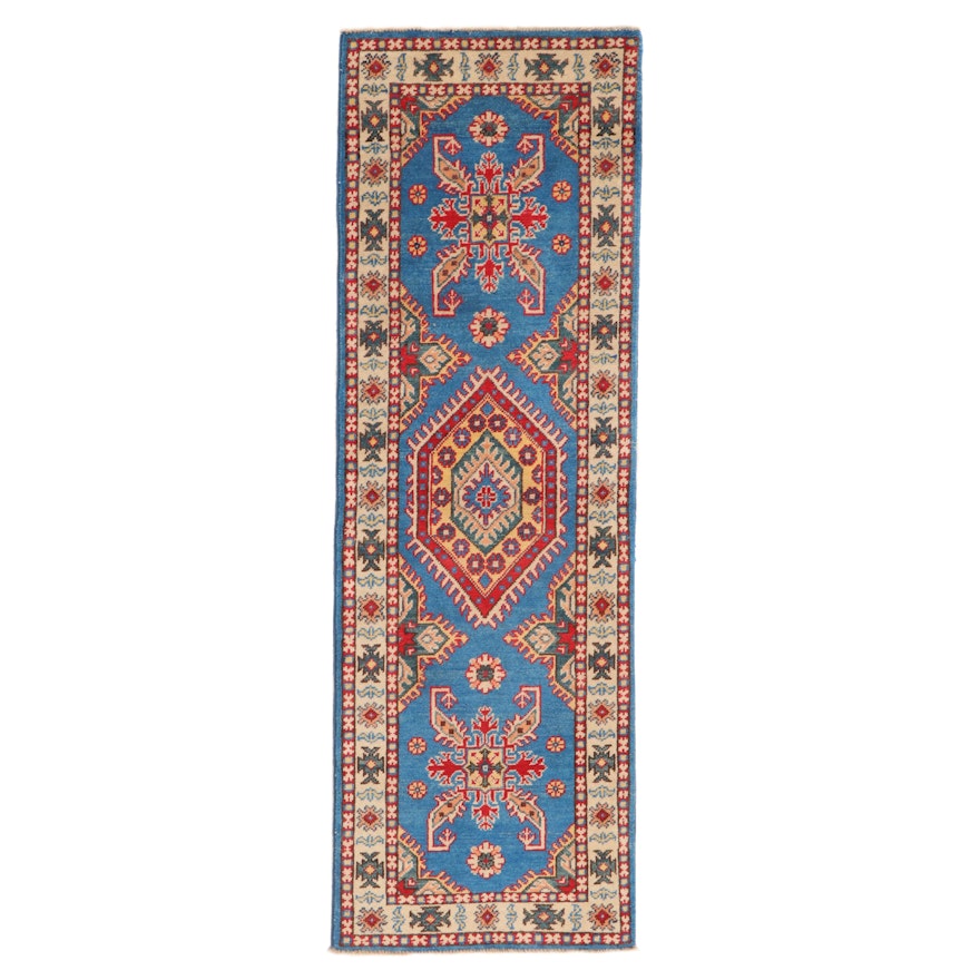 2' x 6'2 Hand-Knotted Afghan Caucasian Kazak Carpet Runner, 2010s