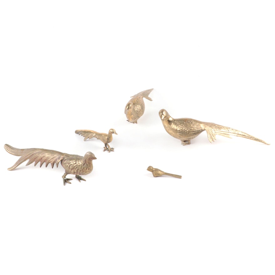 Brass Pheasants and Other Bird Figurines