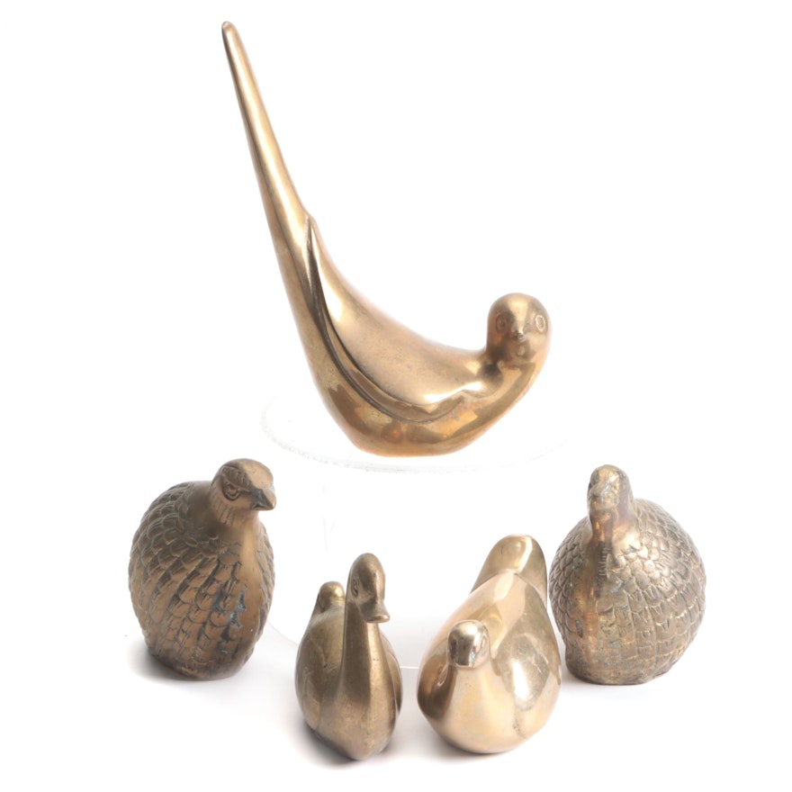 Brass Quails, Ducks and Bird Figurine