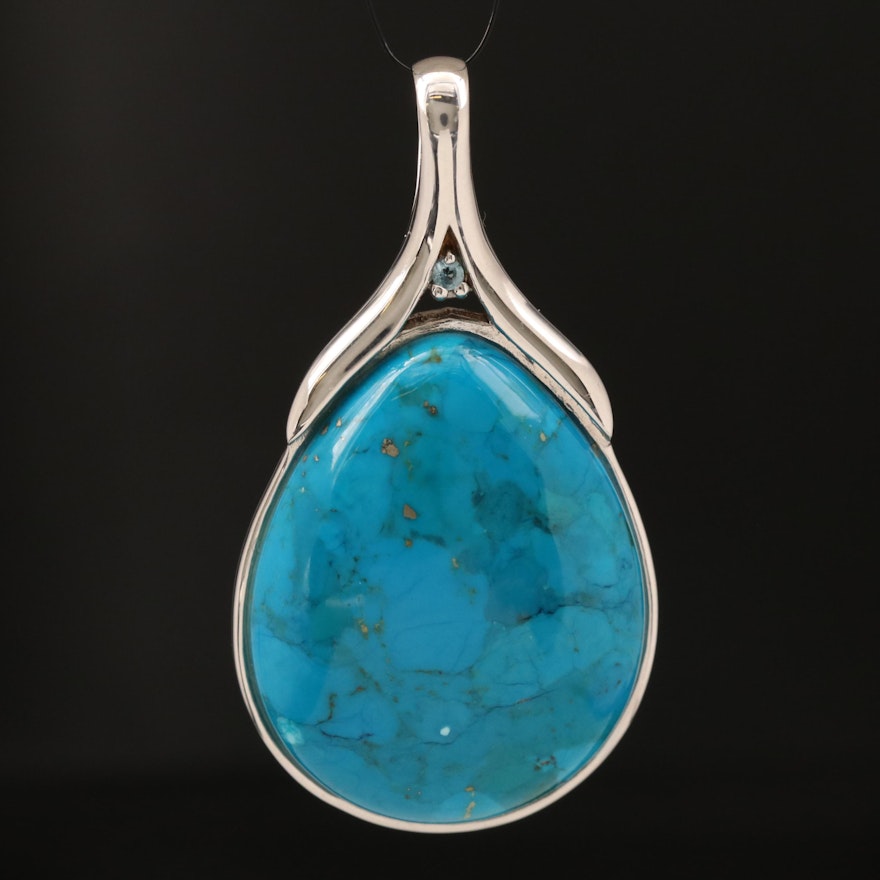 Sterling Faux Turquoise and Sky Blue Topaz Pendant