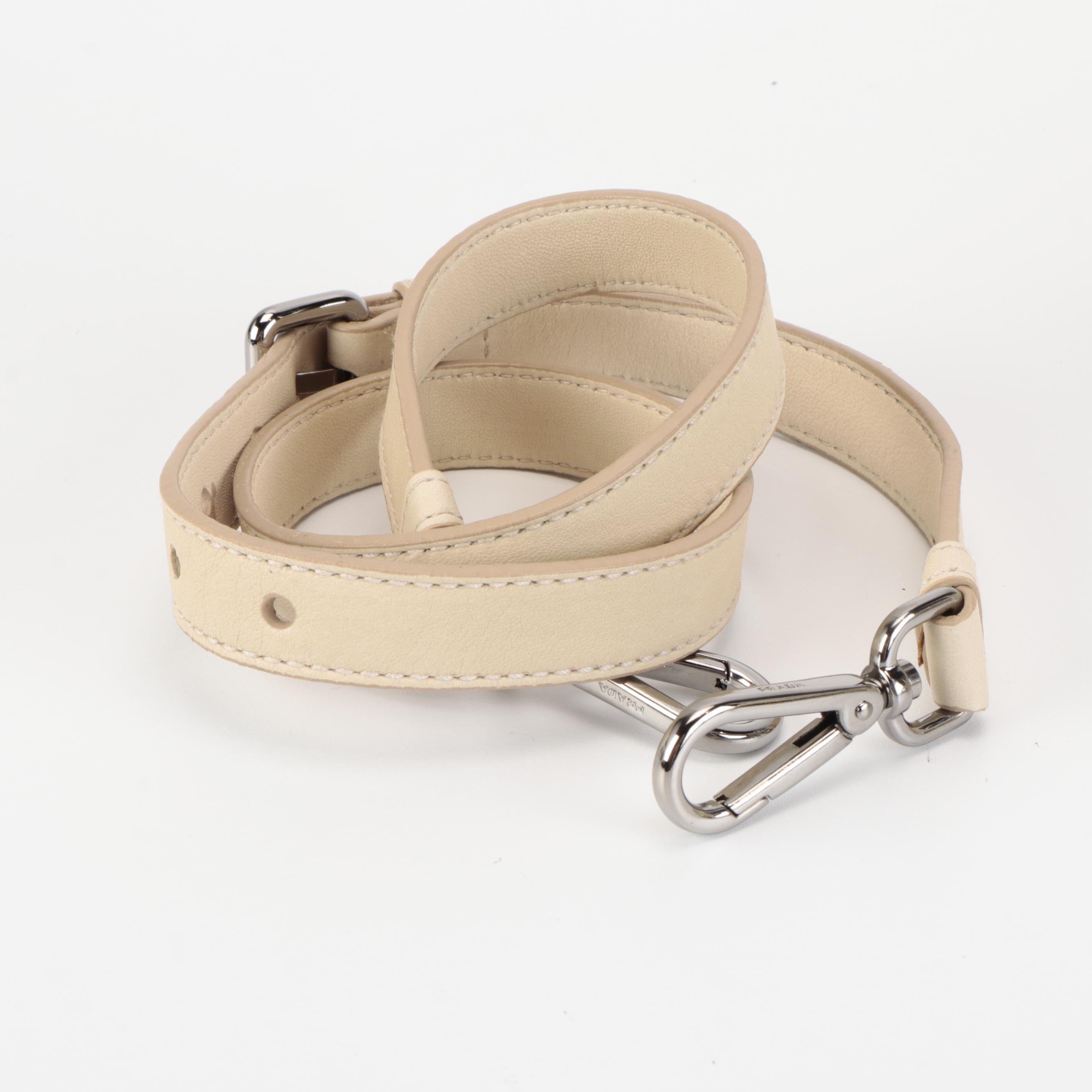 Prada Convertible Domed Bag in White Shearling with Round Stud Embellishments