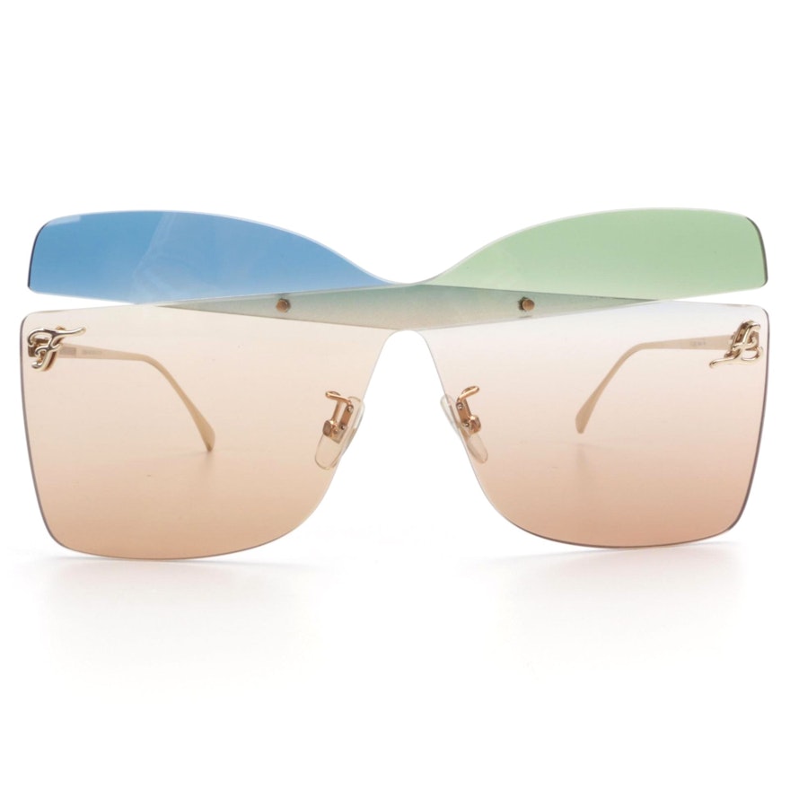 Fendi FF 0399/S Karligraphy Rimless Butterfly Sunglasses with Case