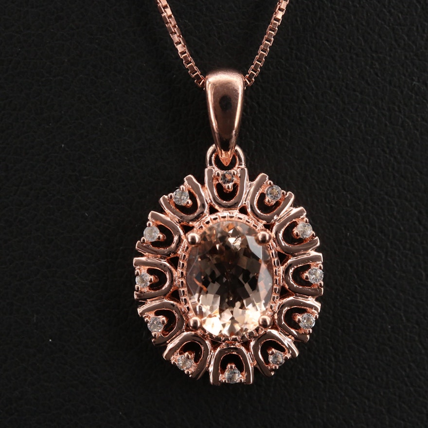 Sterling Morganite and Topaz Pendant Necklace