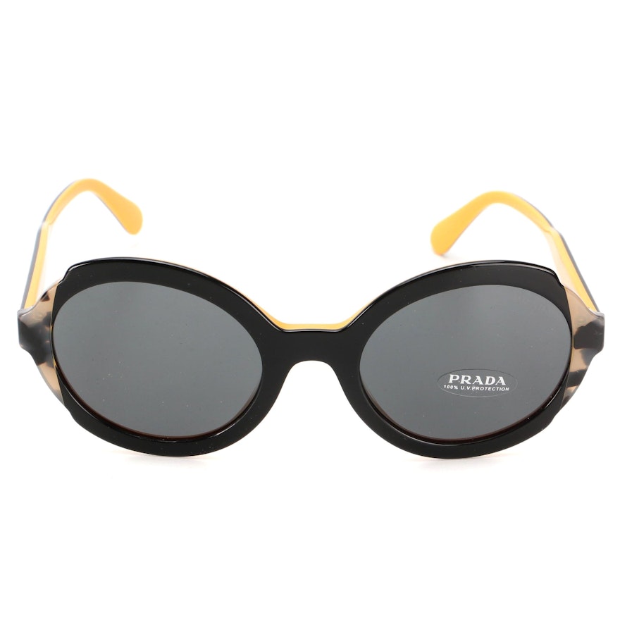 Prada SPR 17U Circular Sunglasses with Case and Box