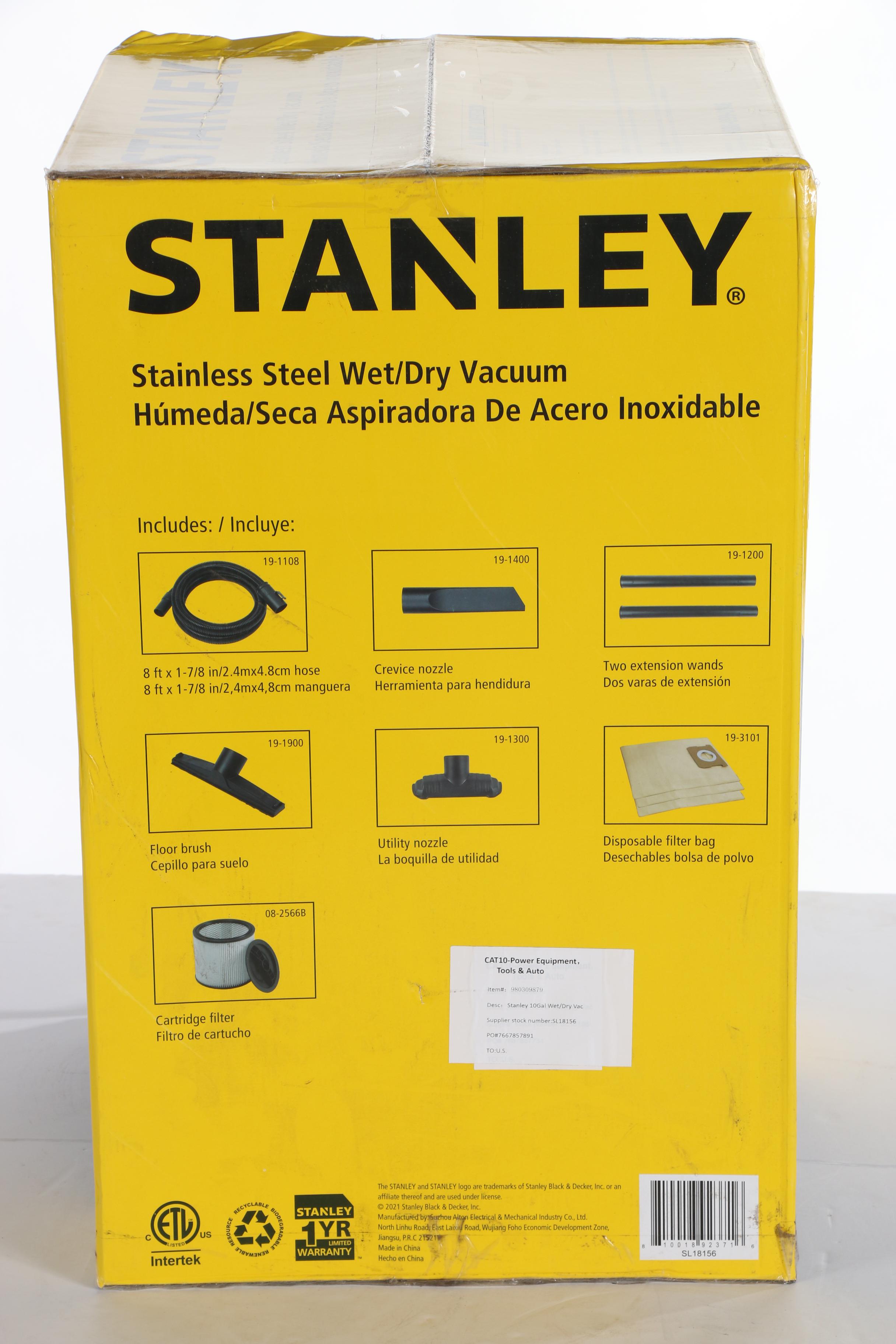 Stanley 10-Gallon Stainless Steel Wet/Dry Vacuum