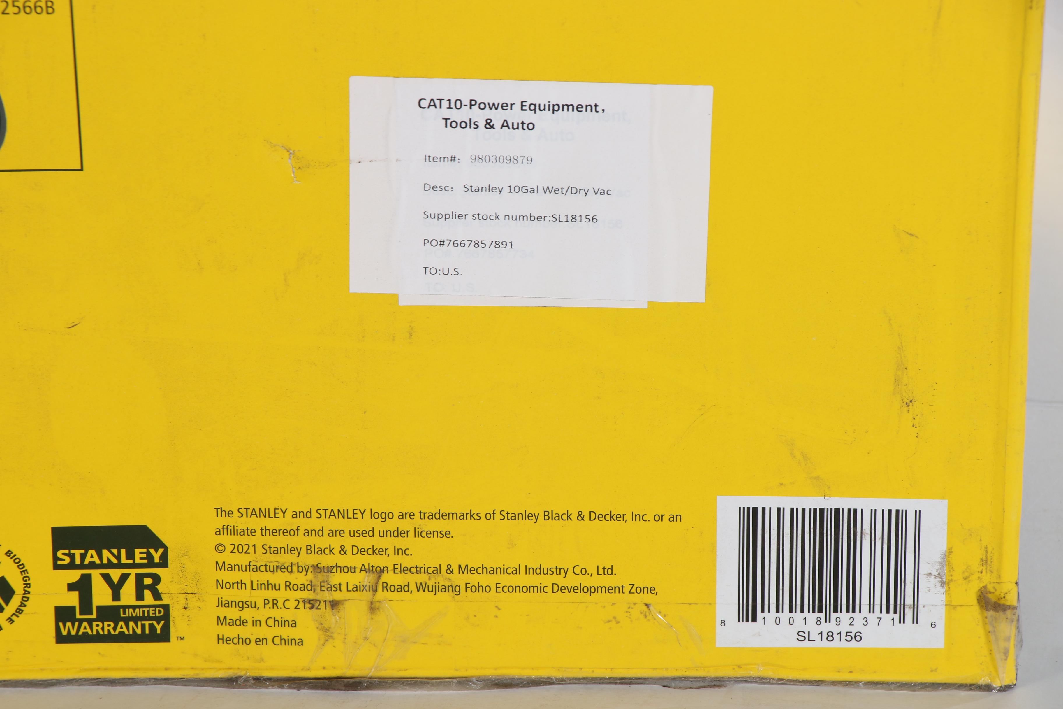 Stanley 10-Gallon Stainless Steel Wet/Dry Vacuum