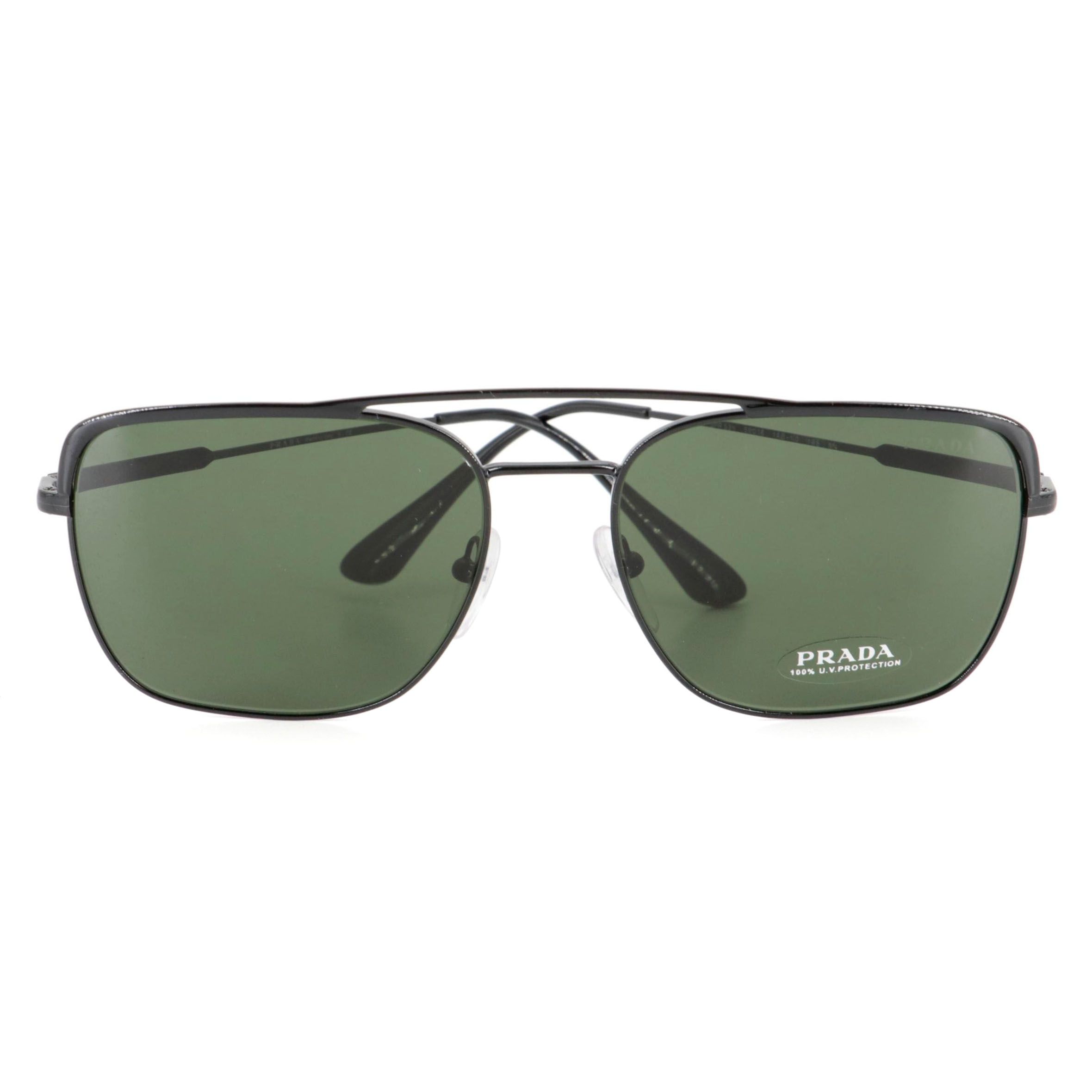 Men's Prada SPR53V Square Aviator Sunglasses with Case and Box
