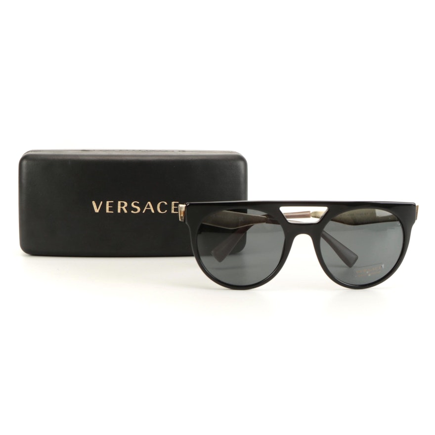 Versace Medusa Black/Gold Tone Sunglasses with Case