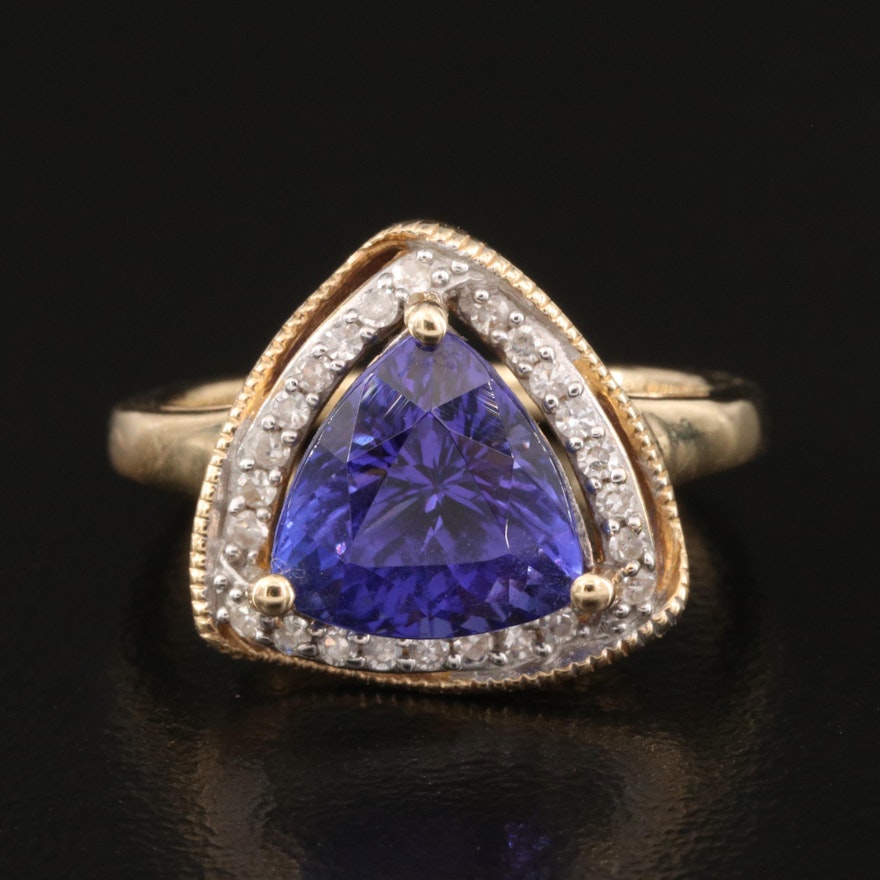 14K Tanzanite and Diamond Halo Ring