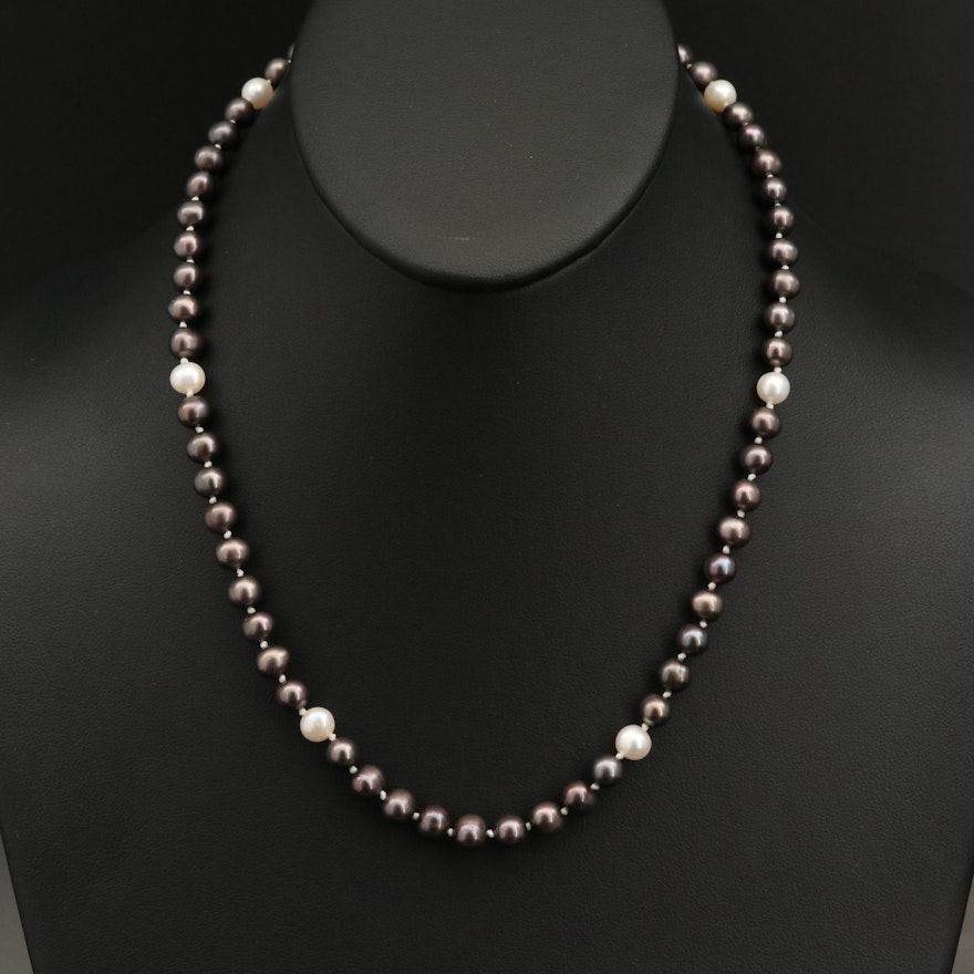 Single Strand Pearl Necklace with 14K Clasp