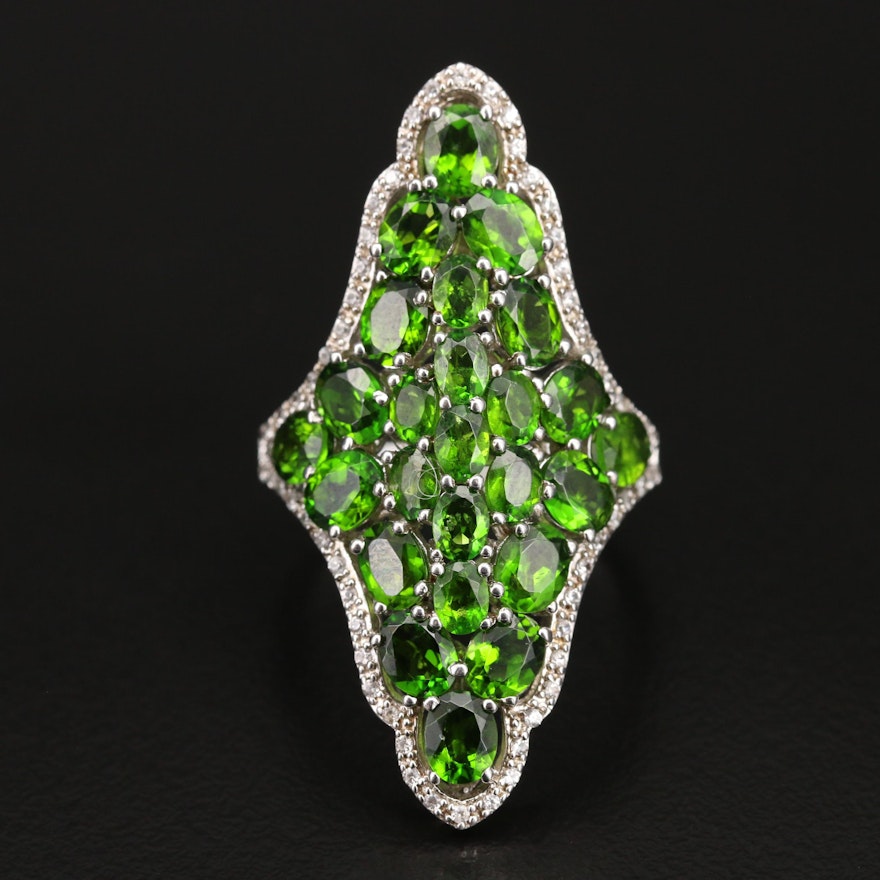 Sterling Diopside Cluster Ring