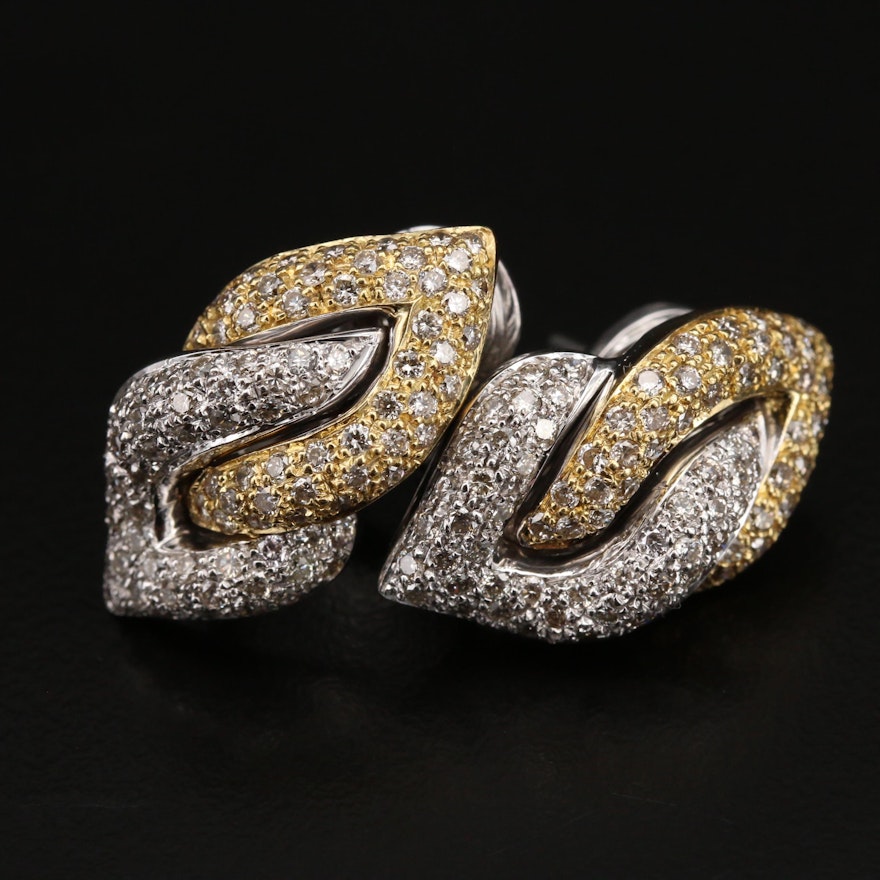 18K 2.00 CTW Pavé Diamond Earrings