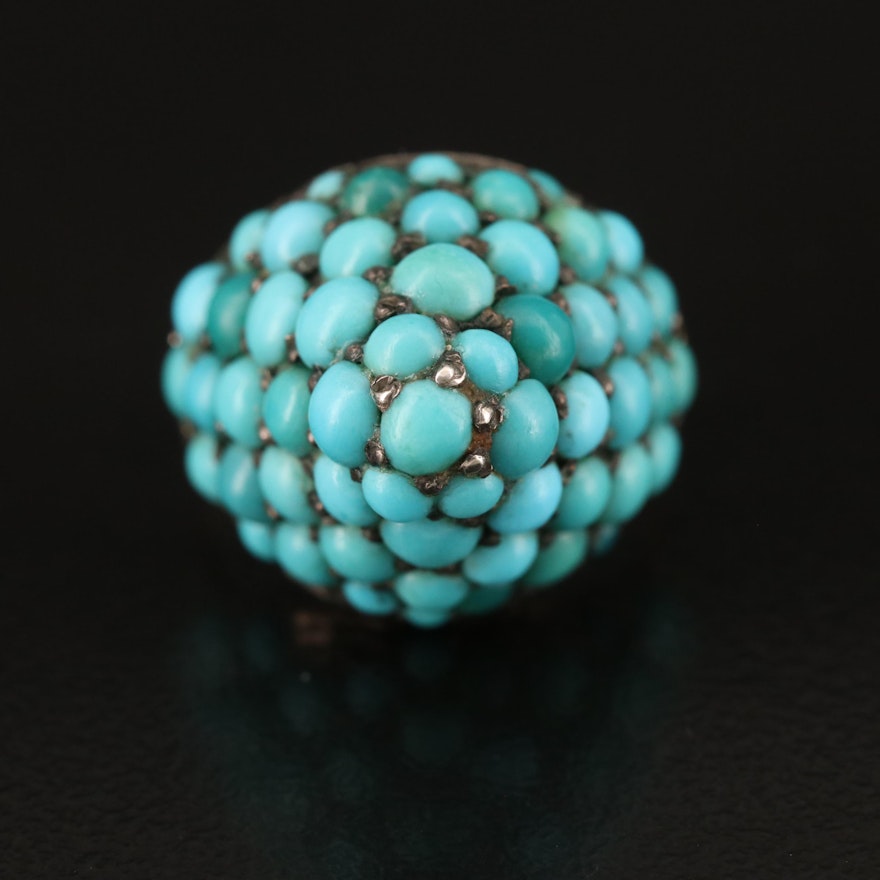 Antique 14K and 900 Silver Turquoise Ring