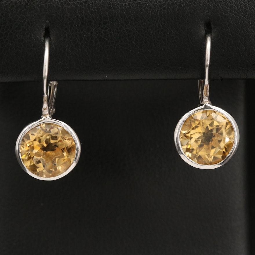 Sterling Silver Citrine Drop Earrings