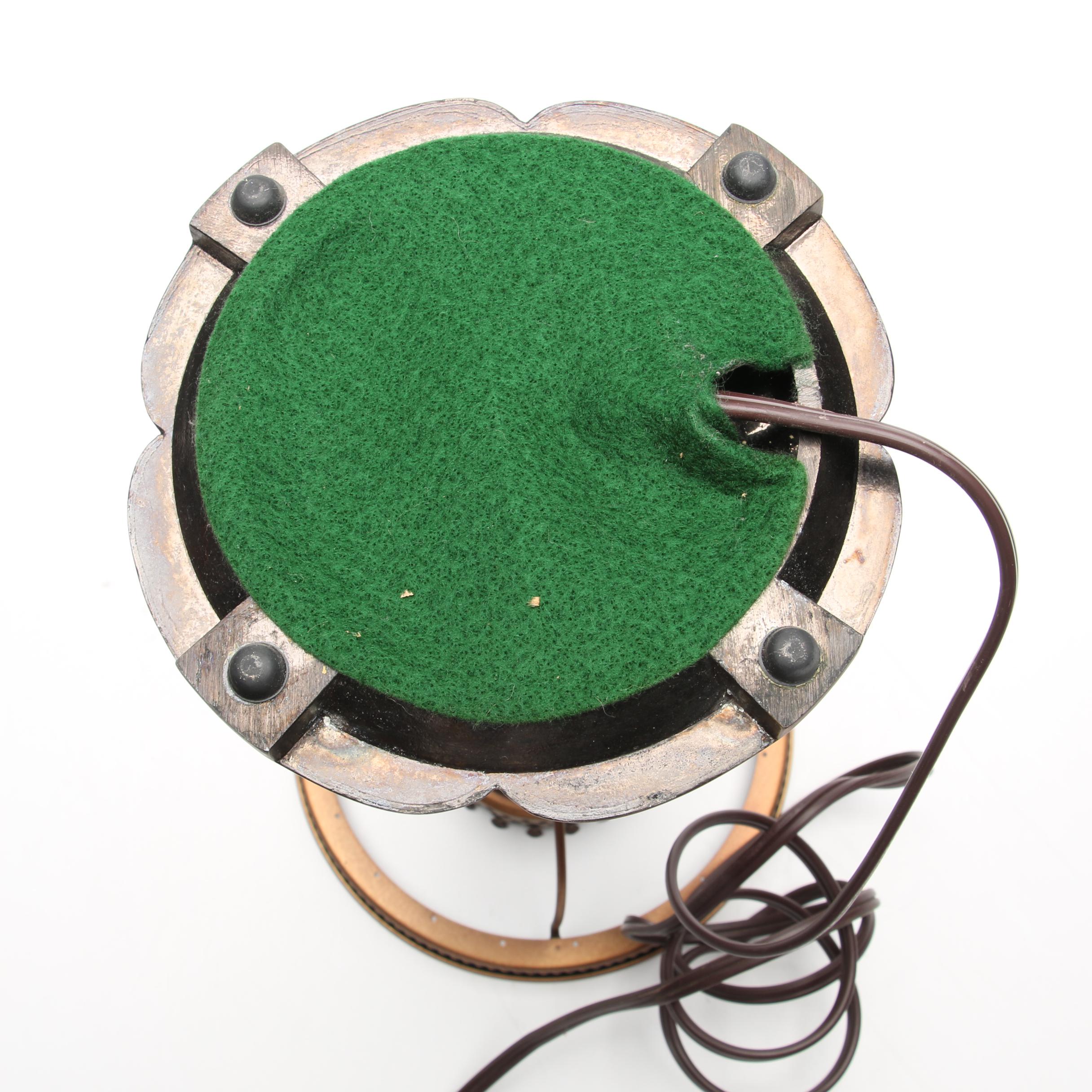 Fenton Hand-Painted Pink Satin Glass Table Lamp with Ruby Cased Lamp