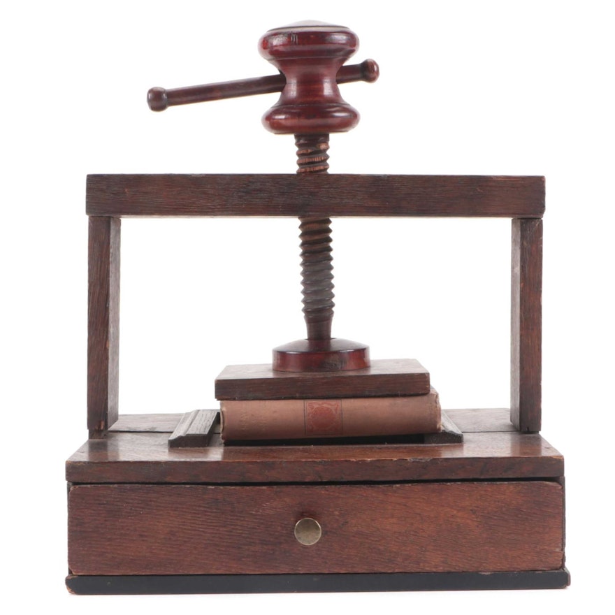 Oak Table Top Book Press, Late 18th to Early 19th Century