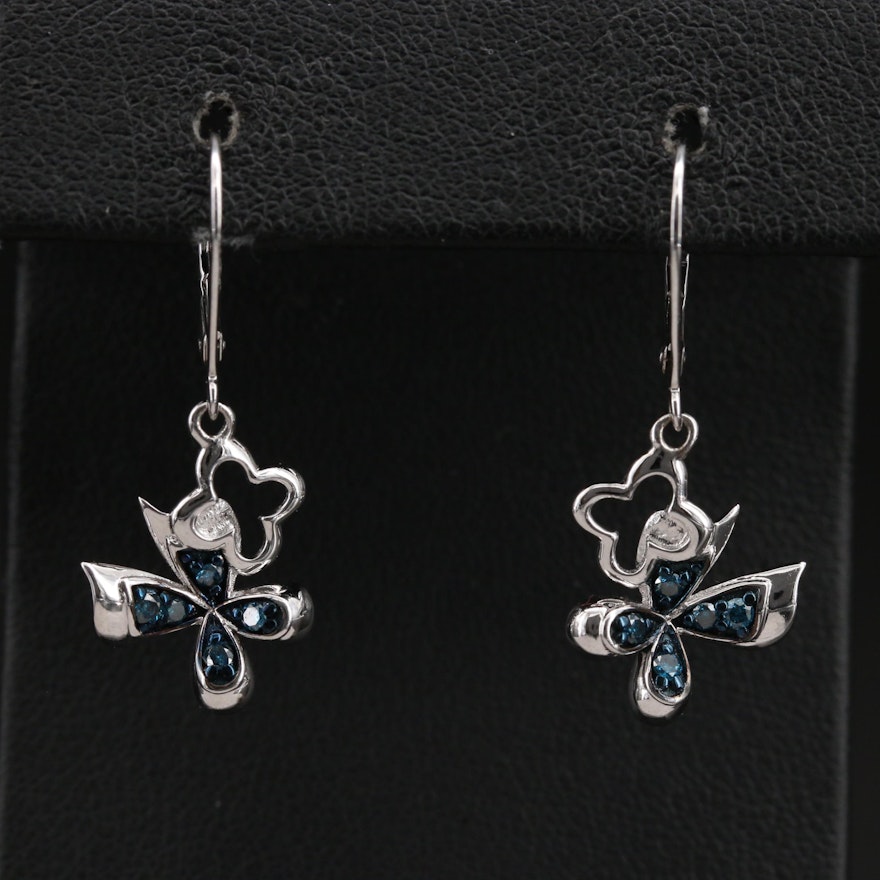 Sterling Diamond Butterfly Earrings