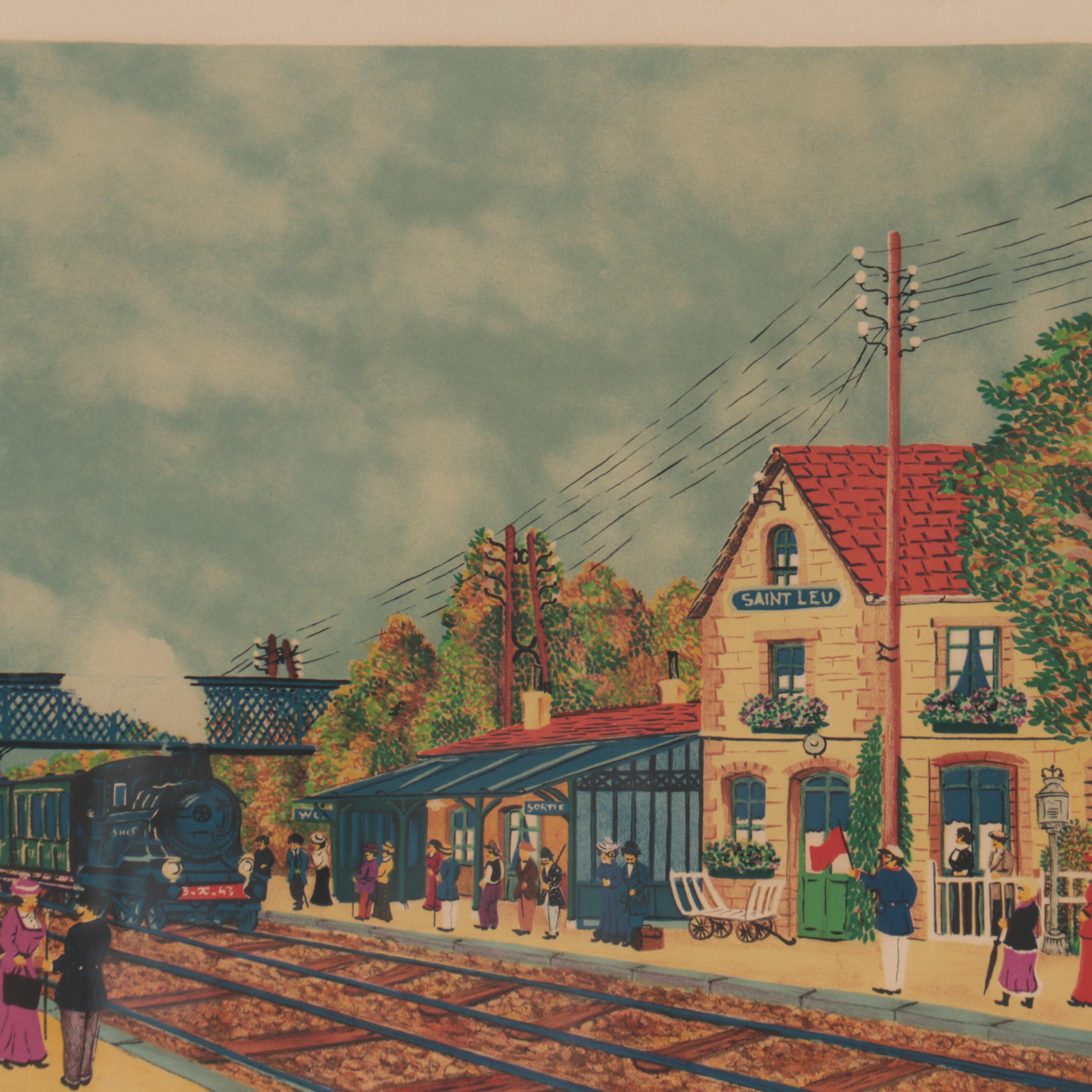 Michel Hermel Lithograph of Saint Leu Station, Late 20th Century