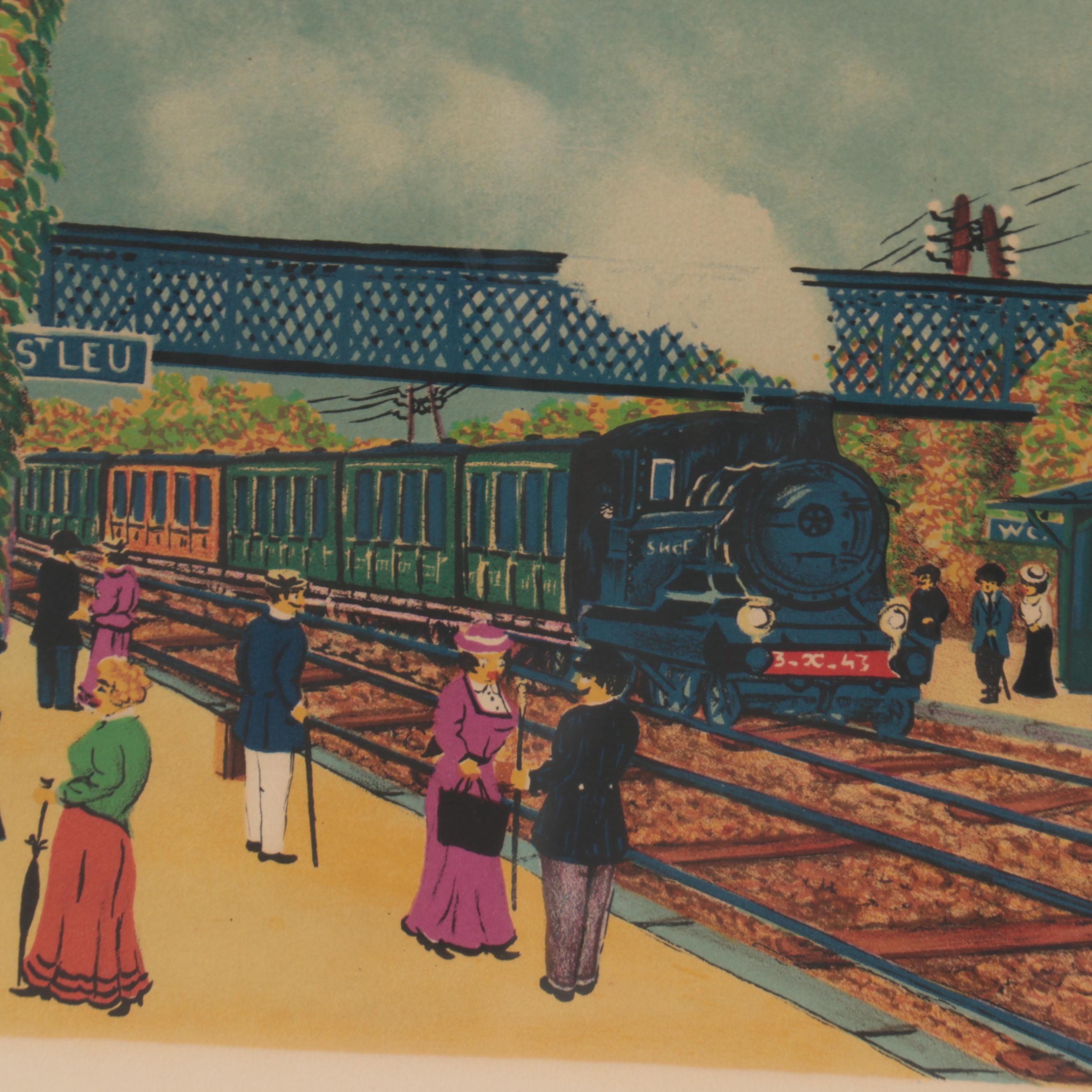 Michel Hermel Lithograph of Saint Leu Station, Late 20th Century