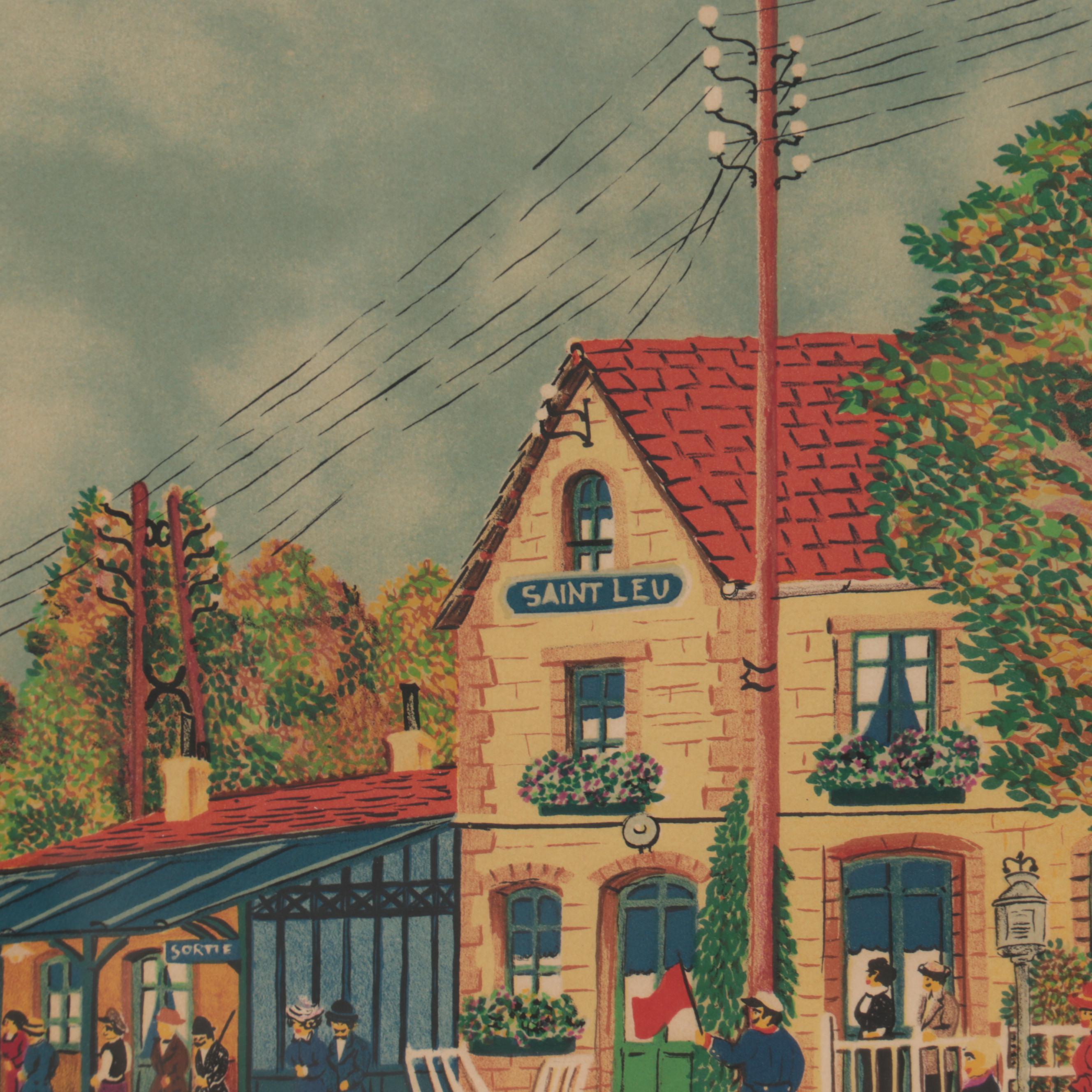 Michel Hermel Lithograph of Saint Leu Station, Late 20th Century