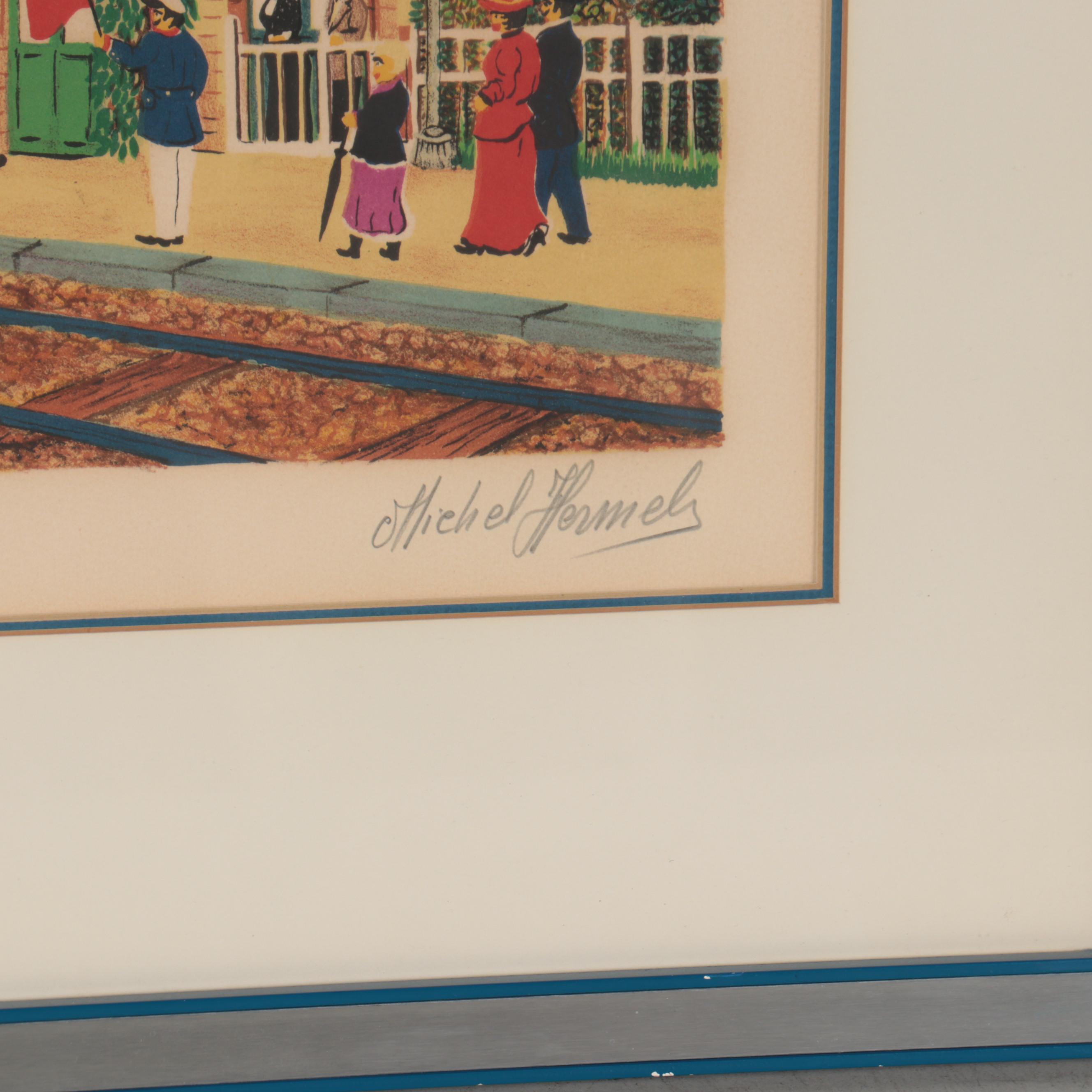 Michel Hermel Lithograph of Saint Leu Station, Late 20th Century