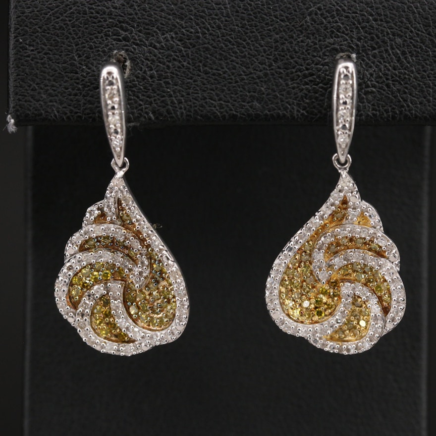 Sterling Pavé 1.23 CTW Diamond Earrings