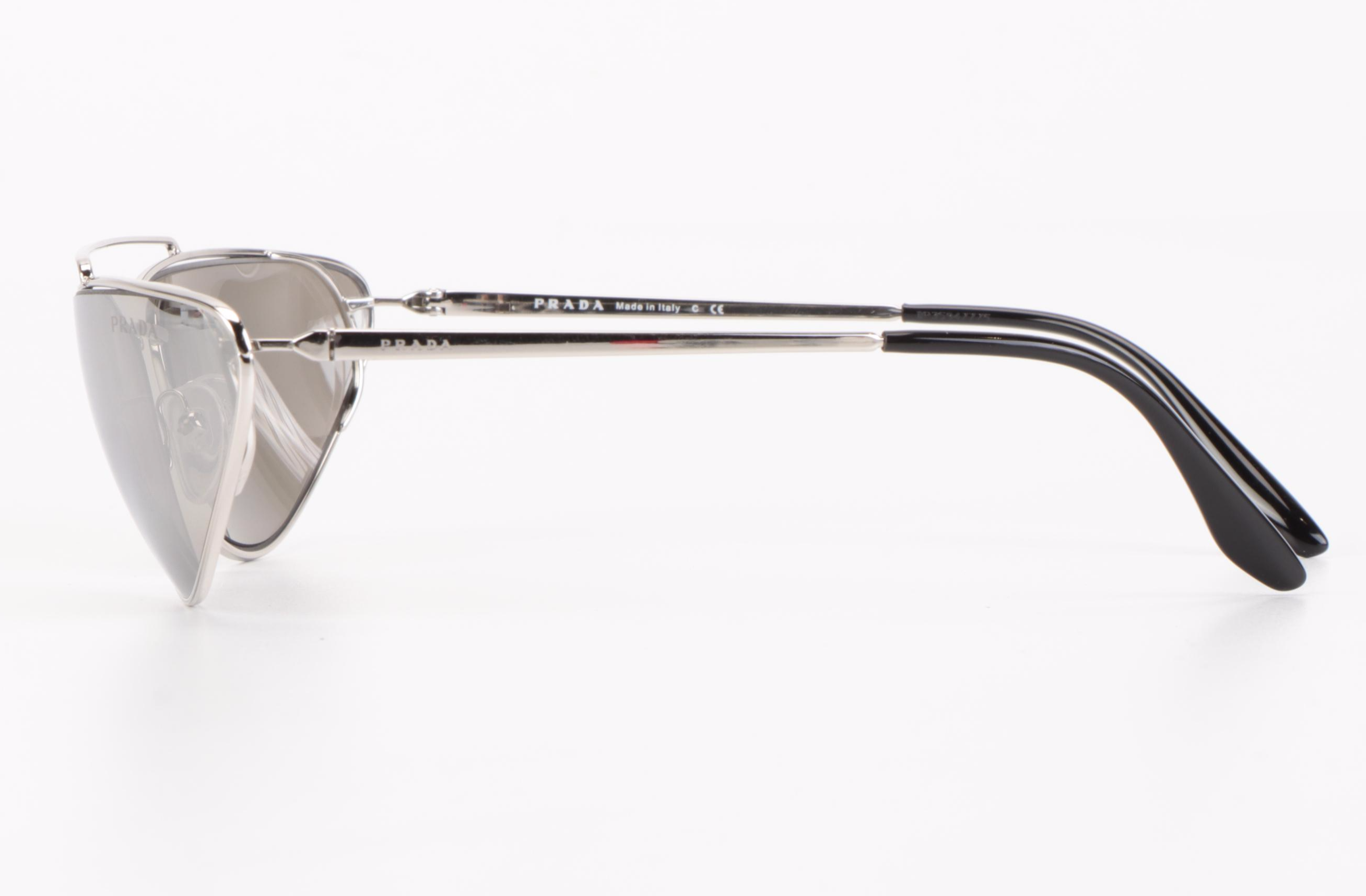 Prada SPR 62V Mirrored Aviator Wrap Sunglasses with Case