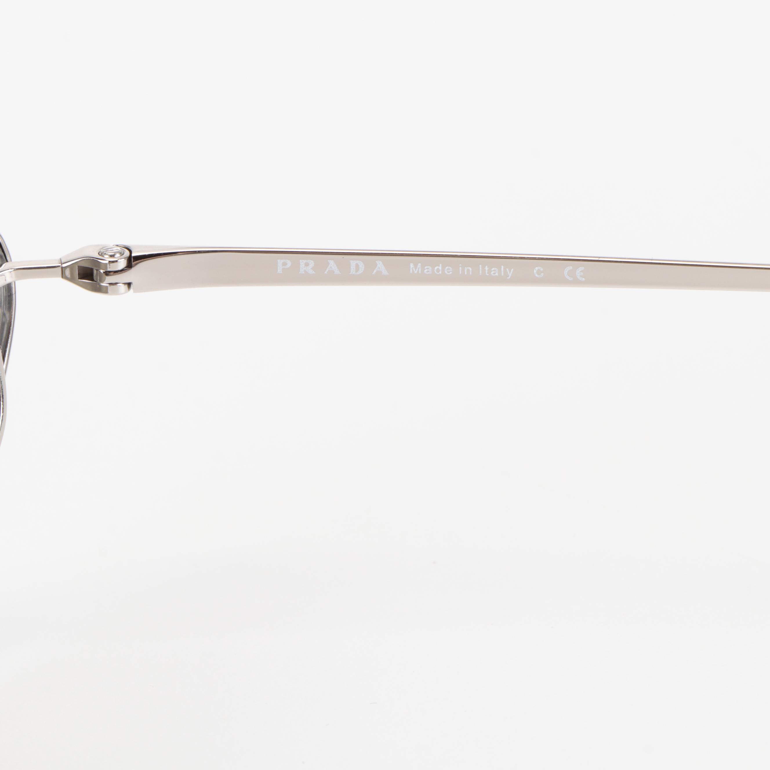 Prada SPR 62V Mirrored Aviator Wrap Sunglasses with Case