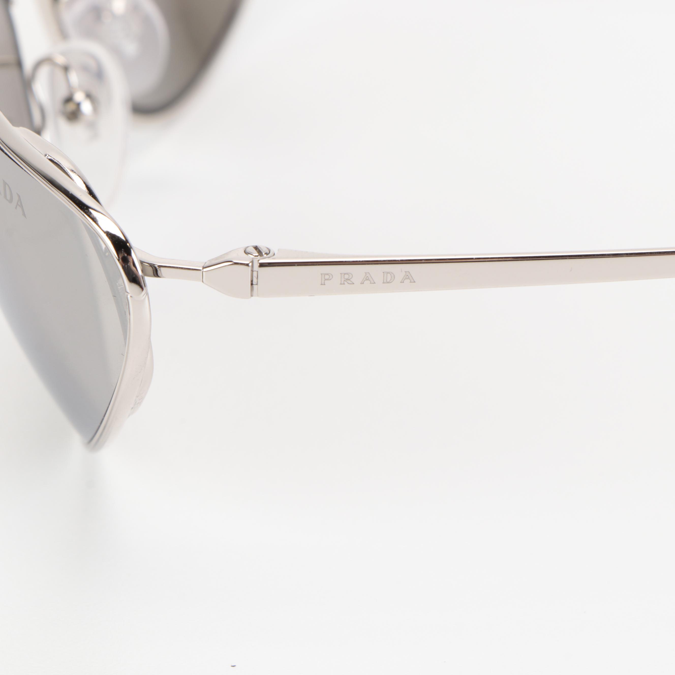 Prada SPR 62V Mirrored Aviator Wrap Sunglasses with Case