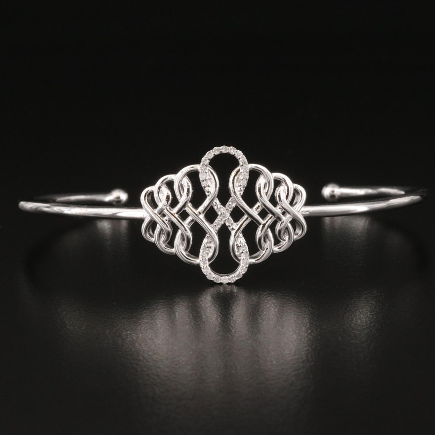 Eva LaRue Sterling Silver Diamond Cuff Featuring Infinity Symbols