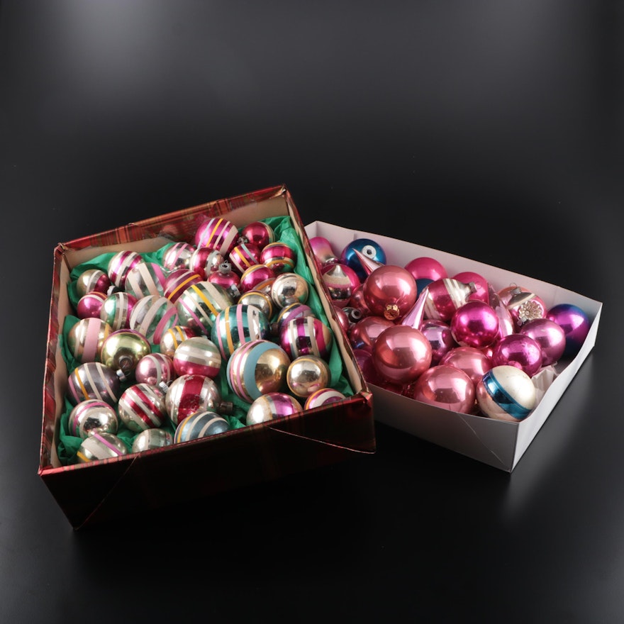 Shiny Brite and Other Glass Christmas Ornaments, Mid-20th Century