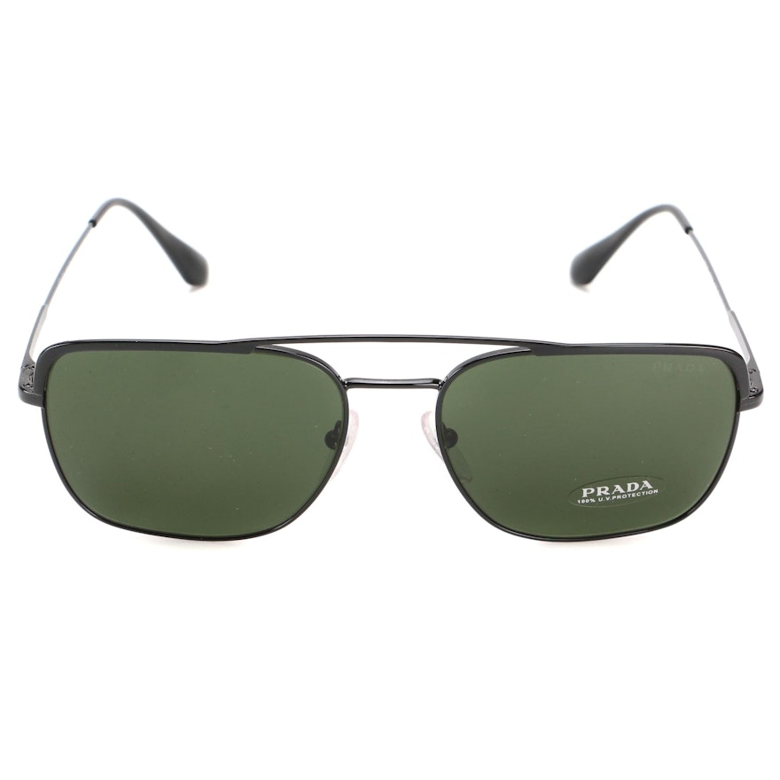 Prada SPR 53V Avio Sunglasses in Black with Case and Box