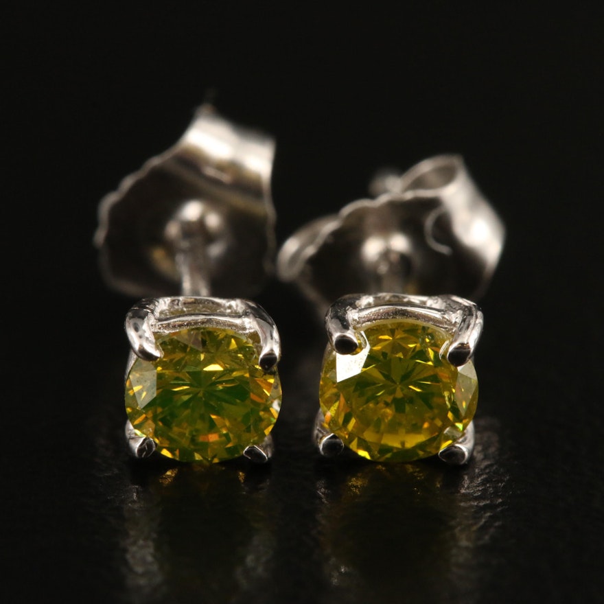 14K 0.40 CTW Fancy Yellow Diamond Stud Earrings