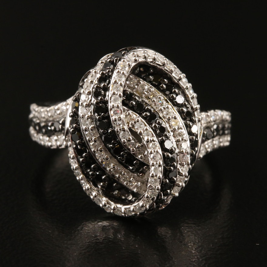 Sterling Silver Diamond Striped Ring