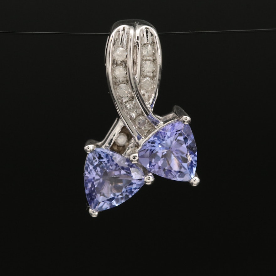 Sterling Silver Tanzanite and Diamond Pendant