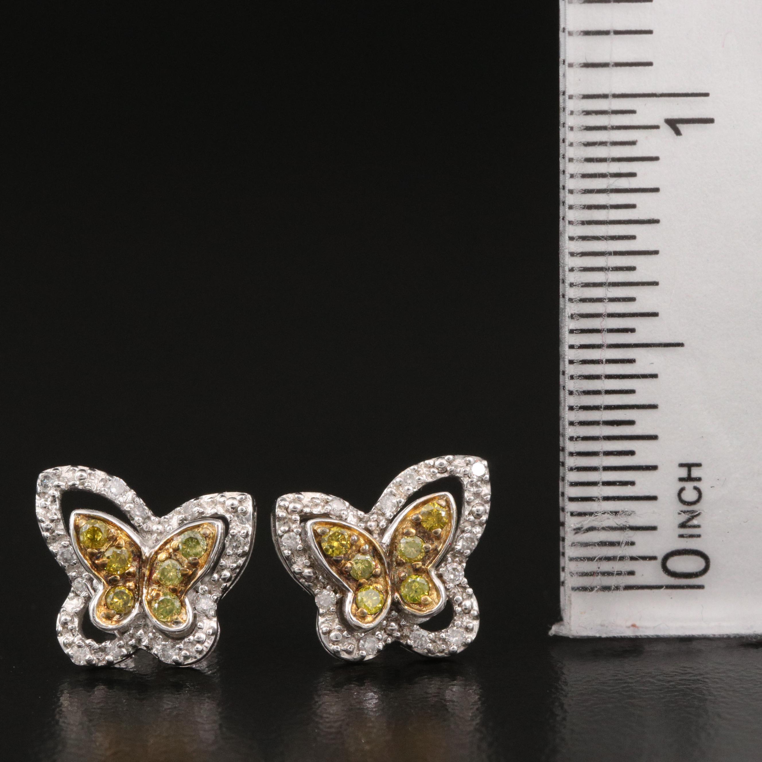 Sterling Silver Diamond Butterfly Earrings